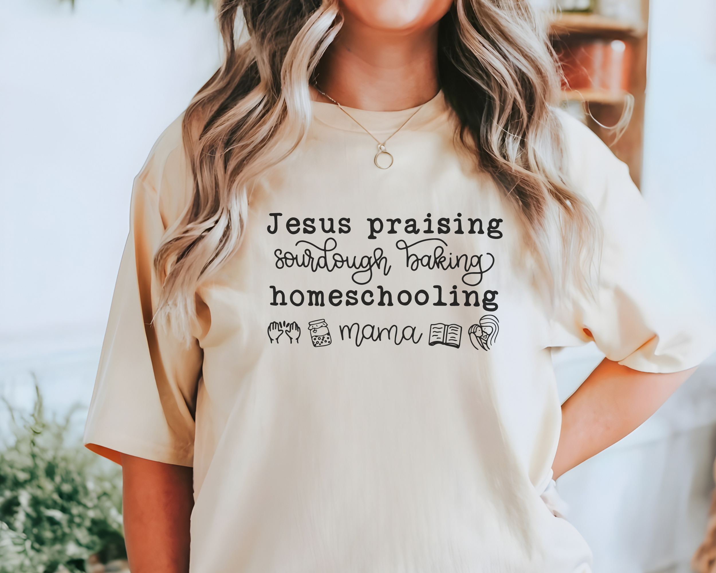 Jesus Praising Sourdough Baking Homeschooling Mama T-Shirt