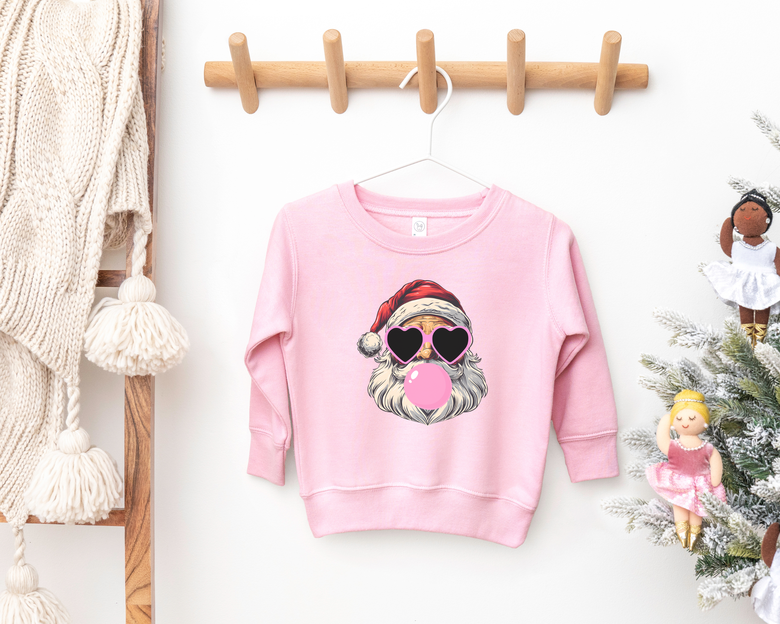 Bubble Gum Santa Sweatshirt|  Girls Christmas Sweatshirt