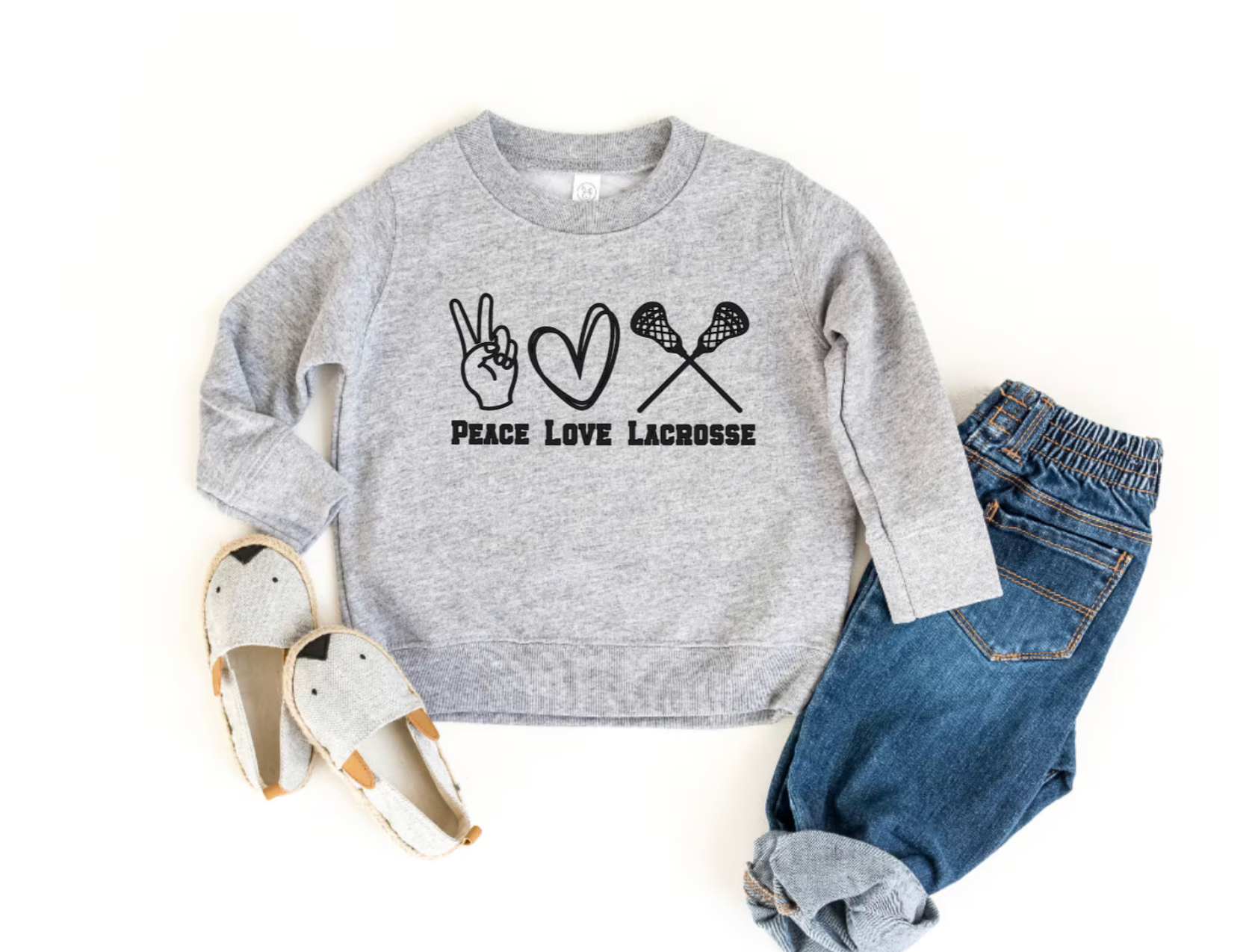 Peace love lacrosse -- kids sweatshirt