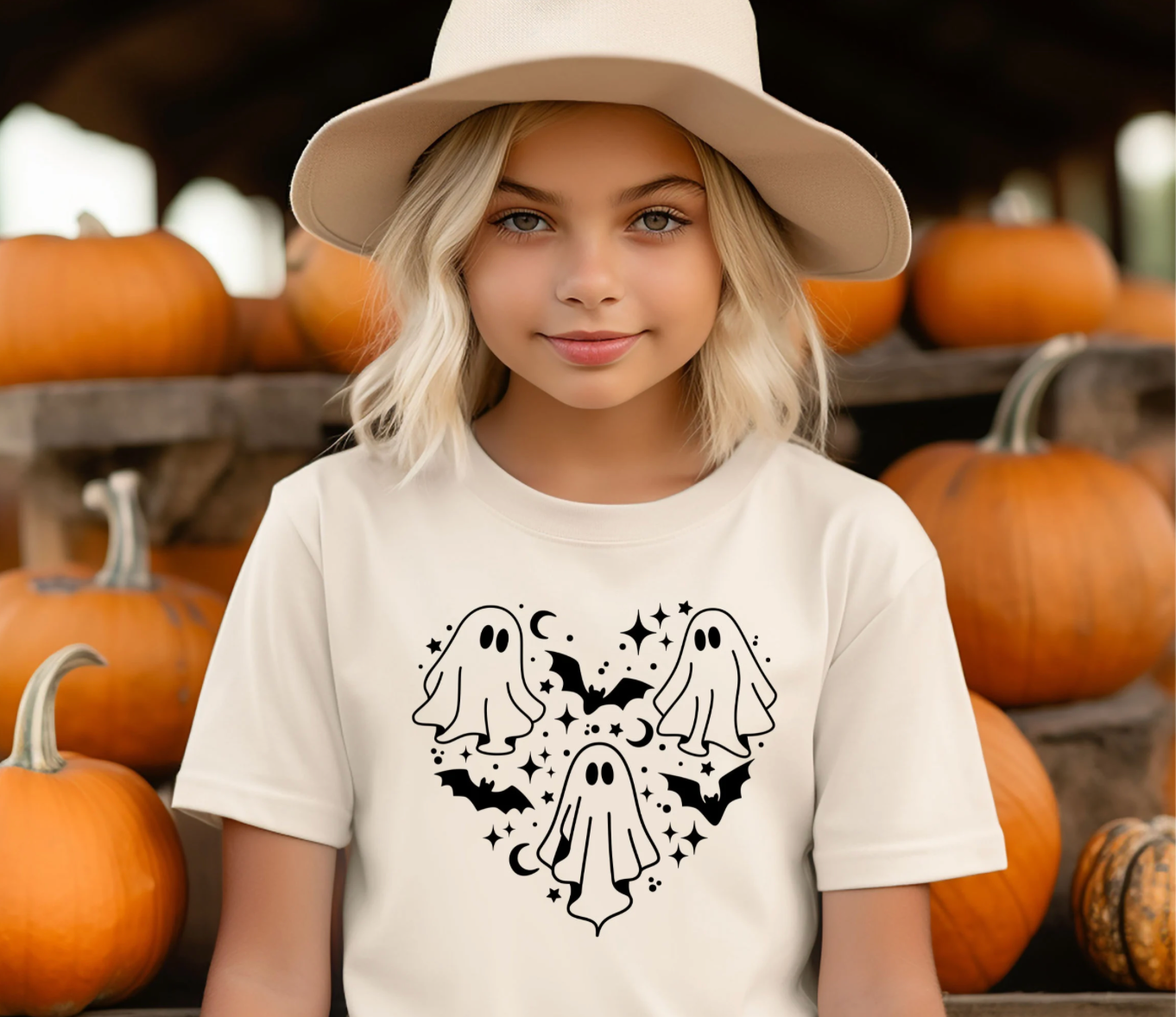 Spooky ghost heart tshirt