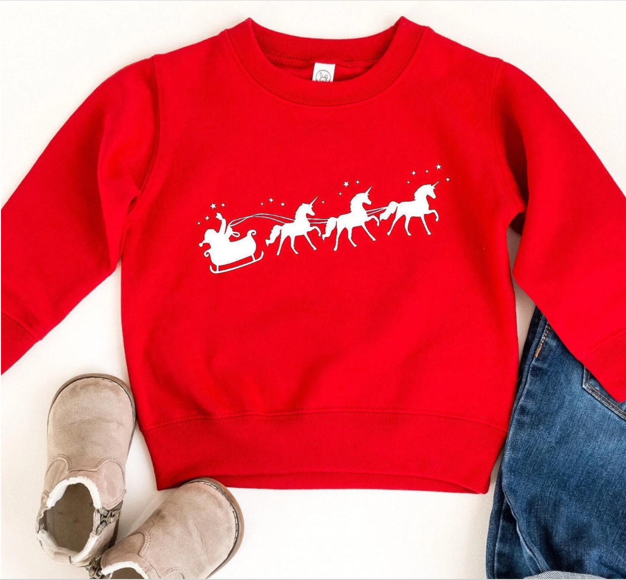 Unicorn Santa Sleigh Sweatshirt | Kids Christmas Sweatshirt