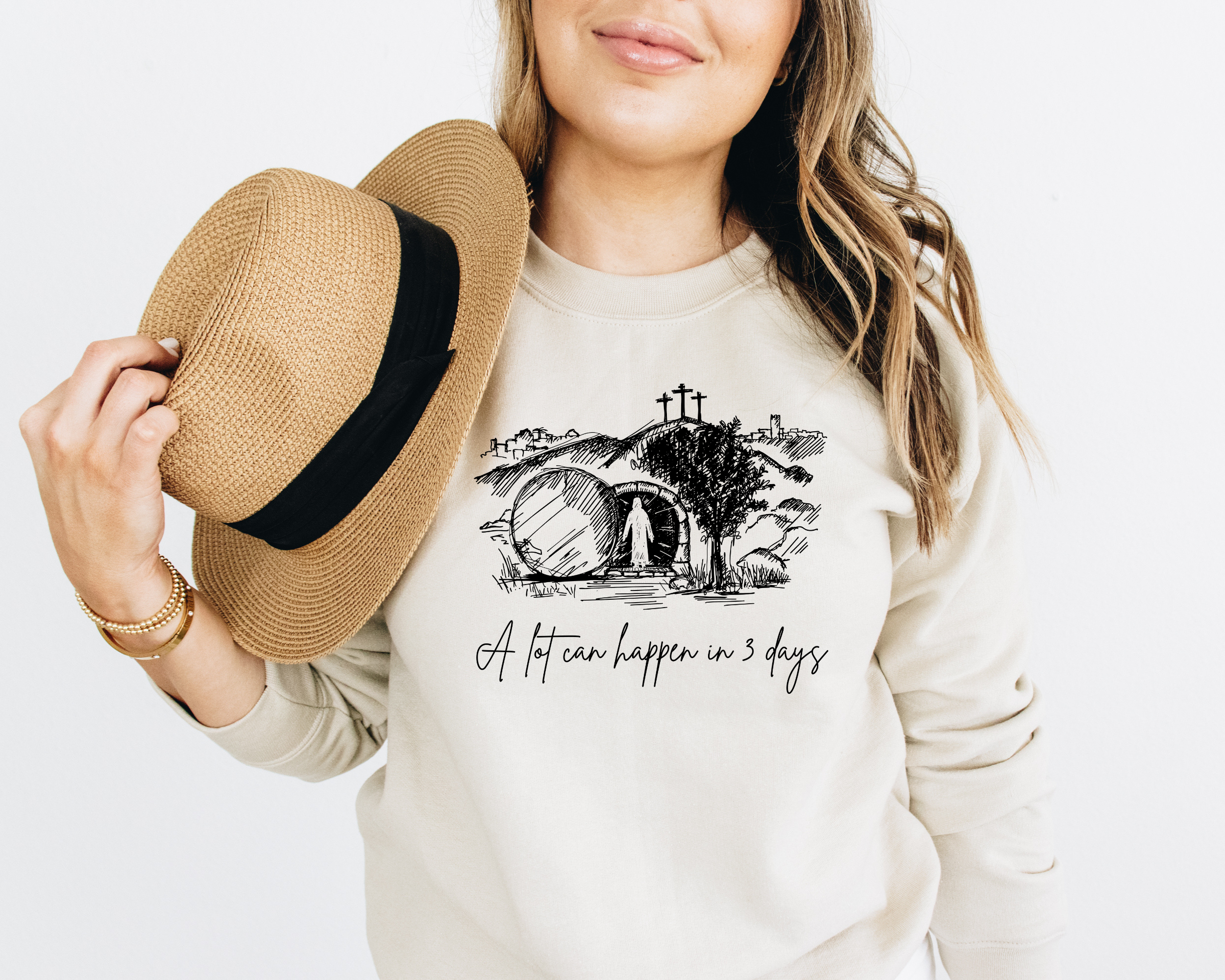 a lot can happen in 3 days womens easter sweatshirt for christians
