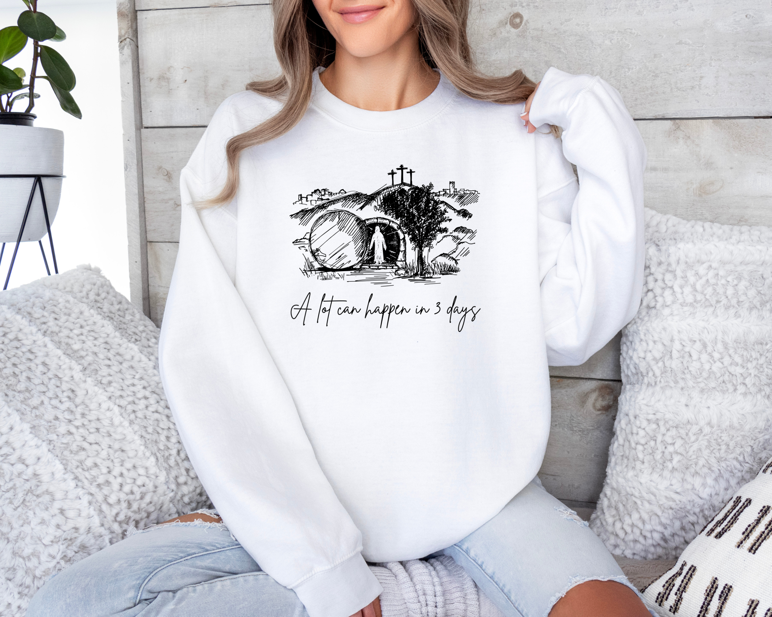 a lot can happen in 3 days womens easter sweatshirt for christians