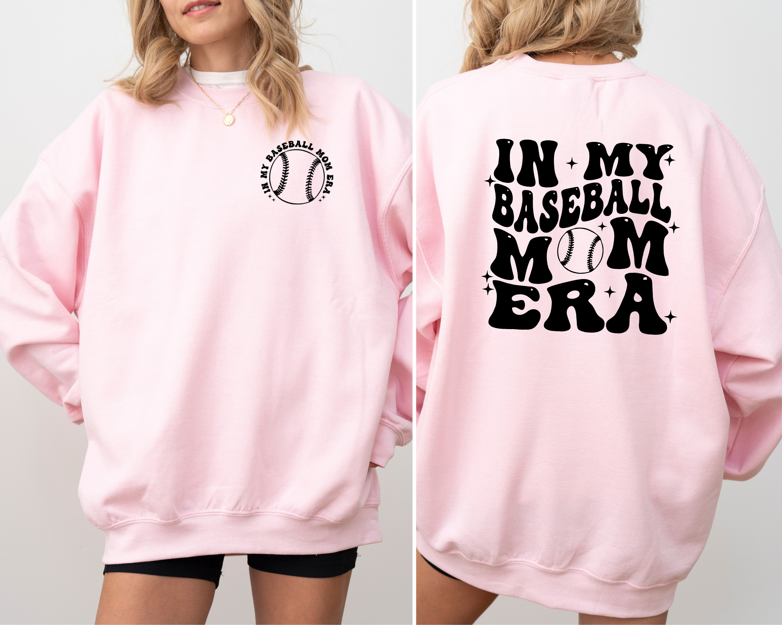 in my baseball mom era sweatshirt.  Baseball mom shirt.