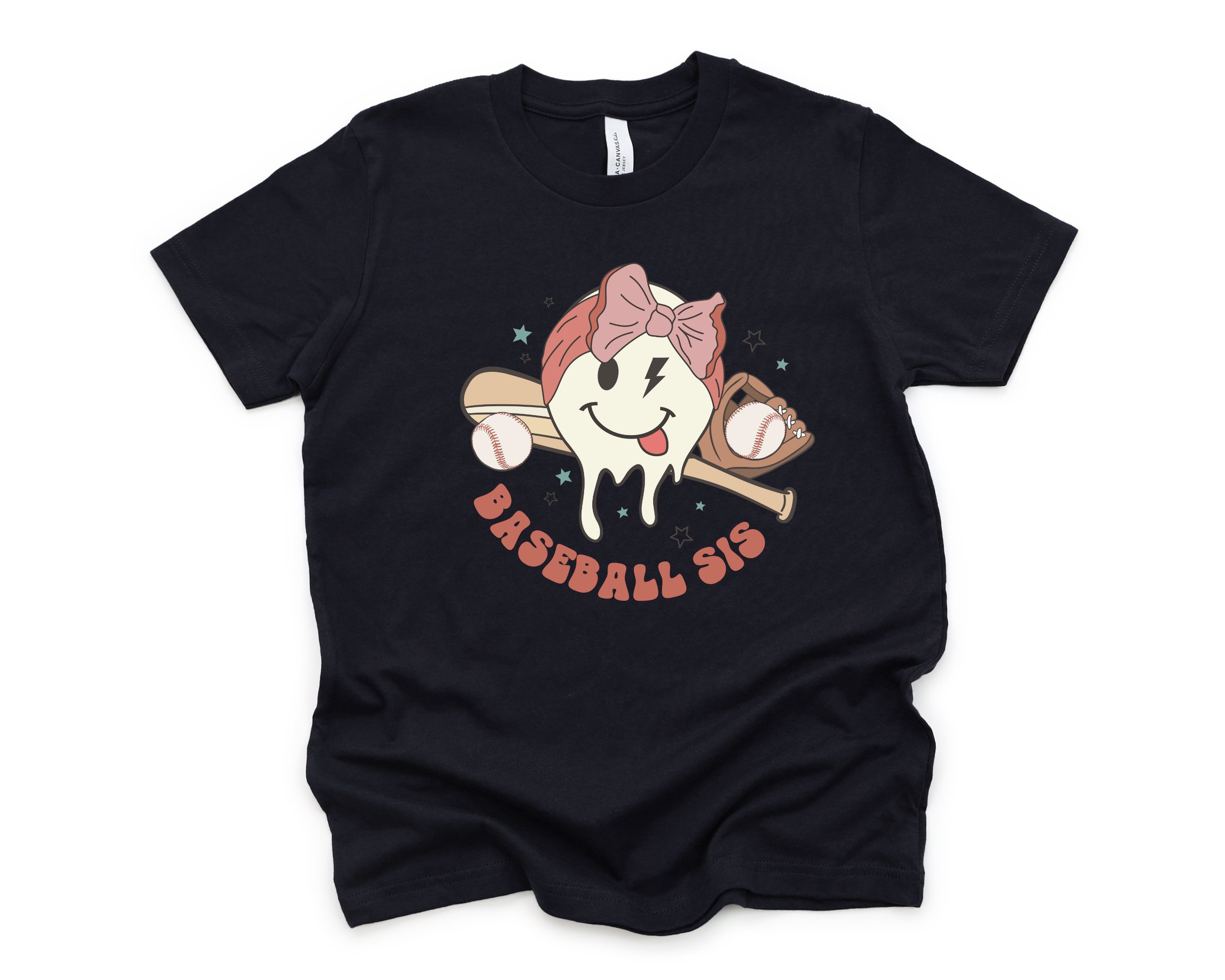 Retro Baseball Sister T-Shirt | Cute Baseball Sister T-Shirt