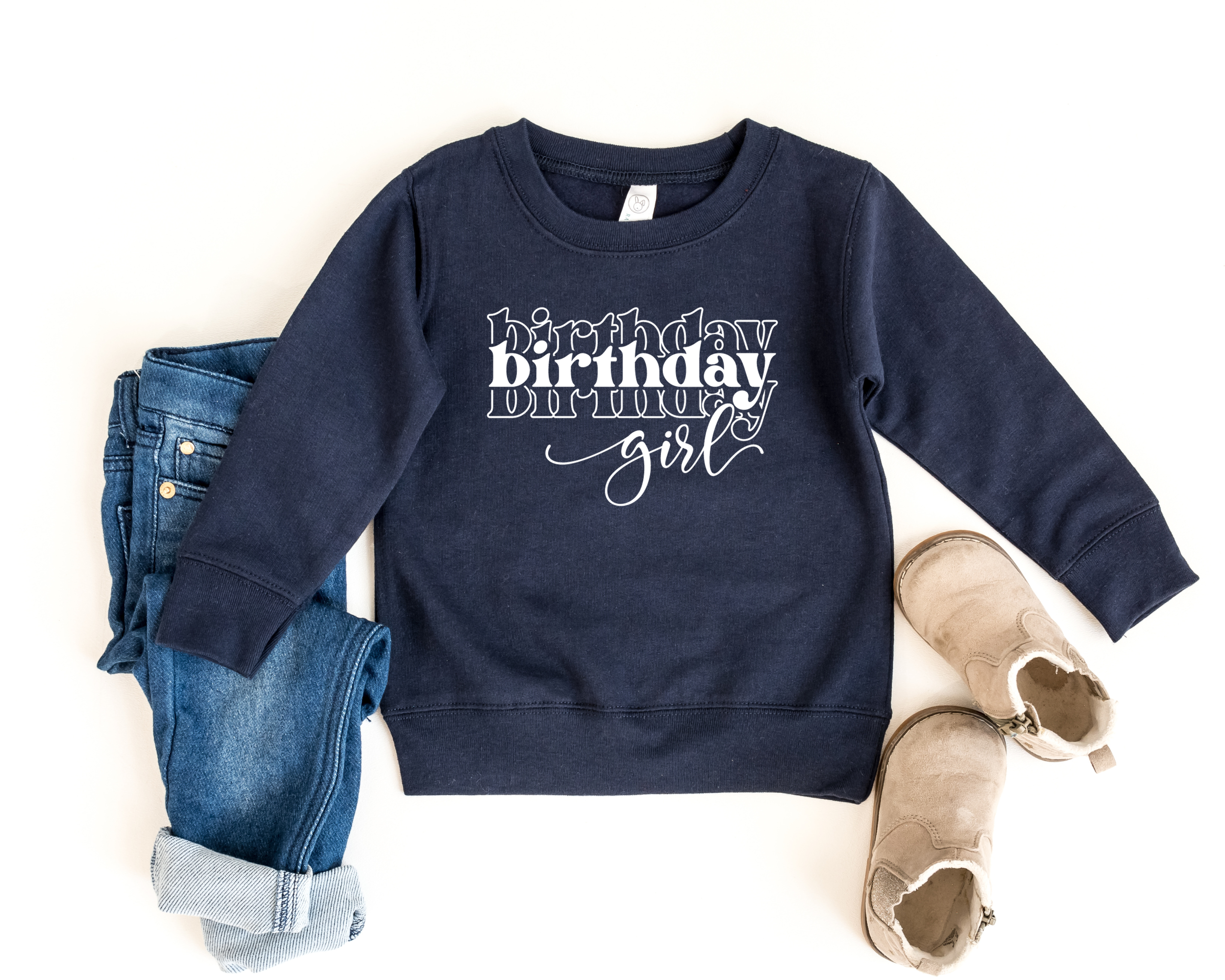 Birthday girl stacked -- kids sweatshirt