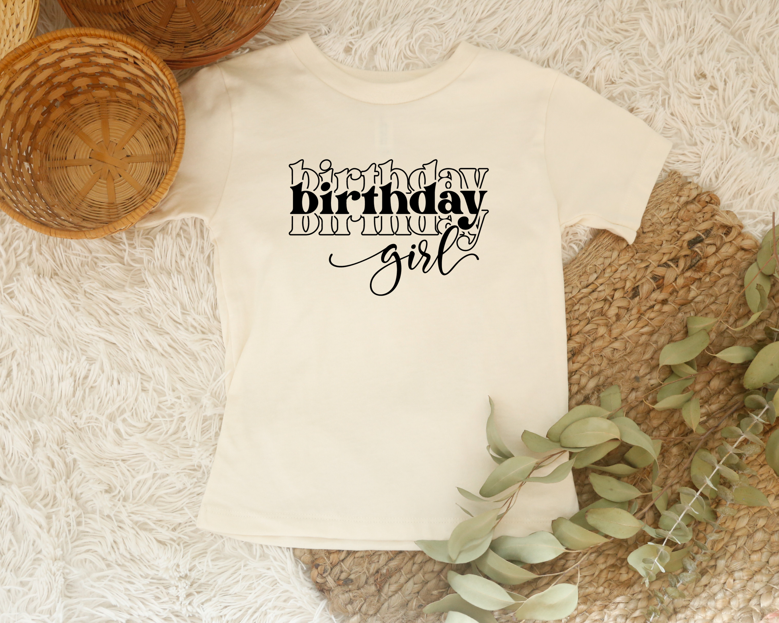 Birthday girl stacked -- kids tshirt