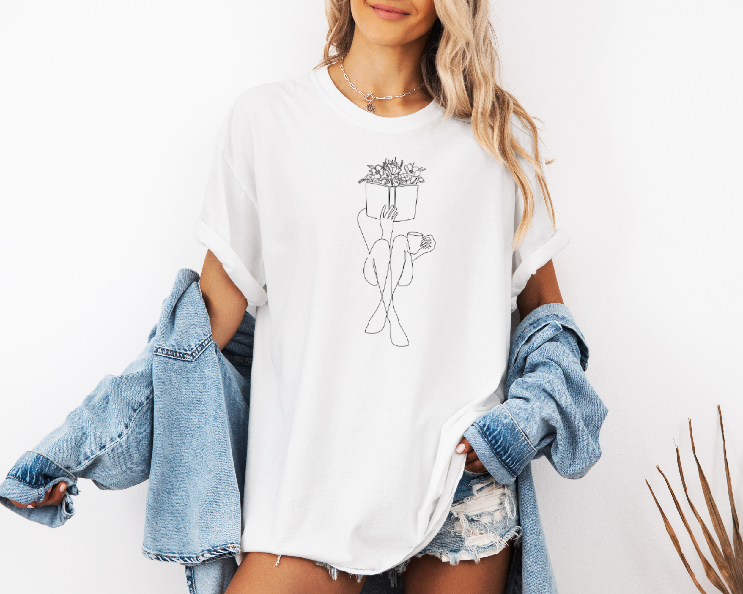 Bookish girl with coffee tshirt