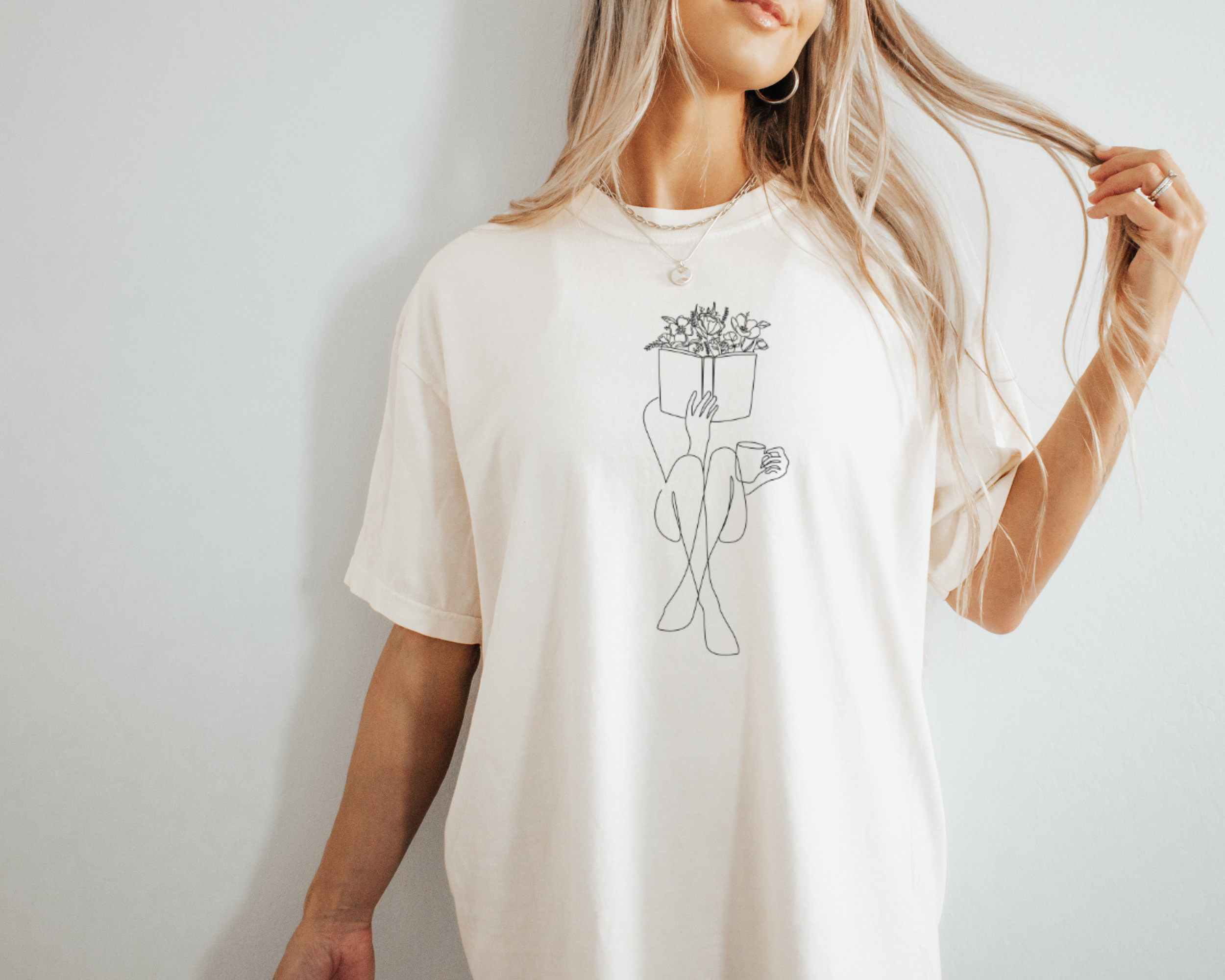 Bookish girl with coffee tshirt