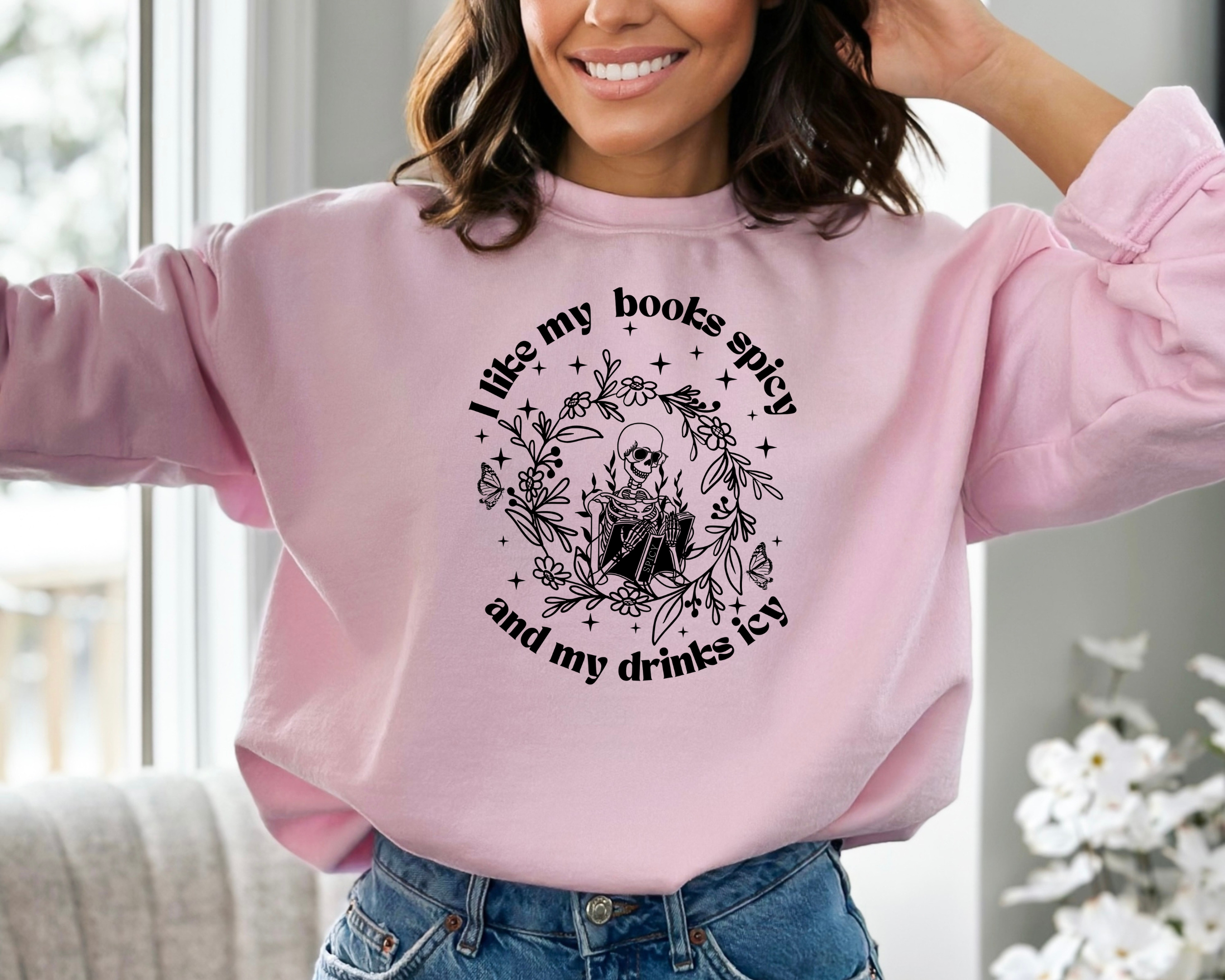 I Like My Books Spicy And My Drinks Icy Sweatshirt | Bookish Shirt