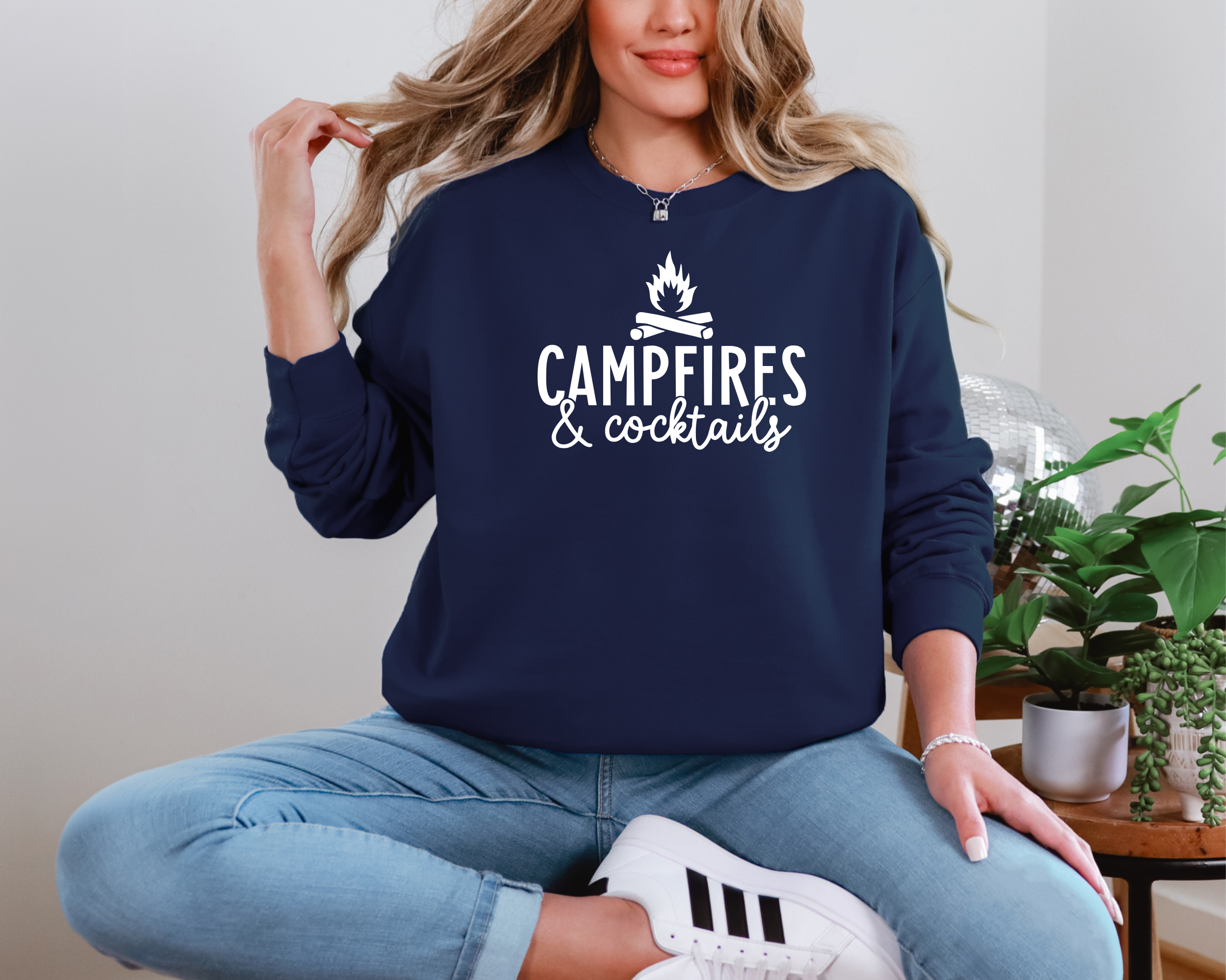 Campfires and cocktails -- adult sweatshirt