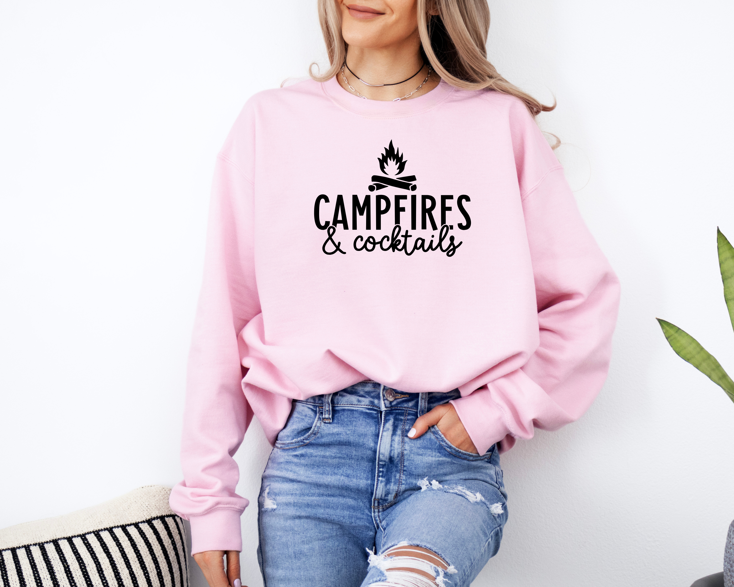 Campfires and cocktails -- adult sweatshirt