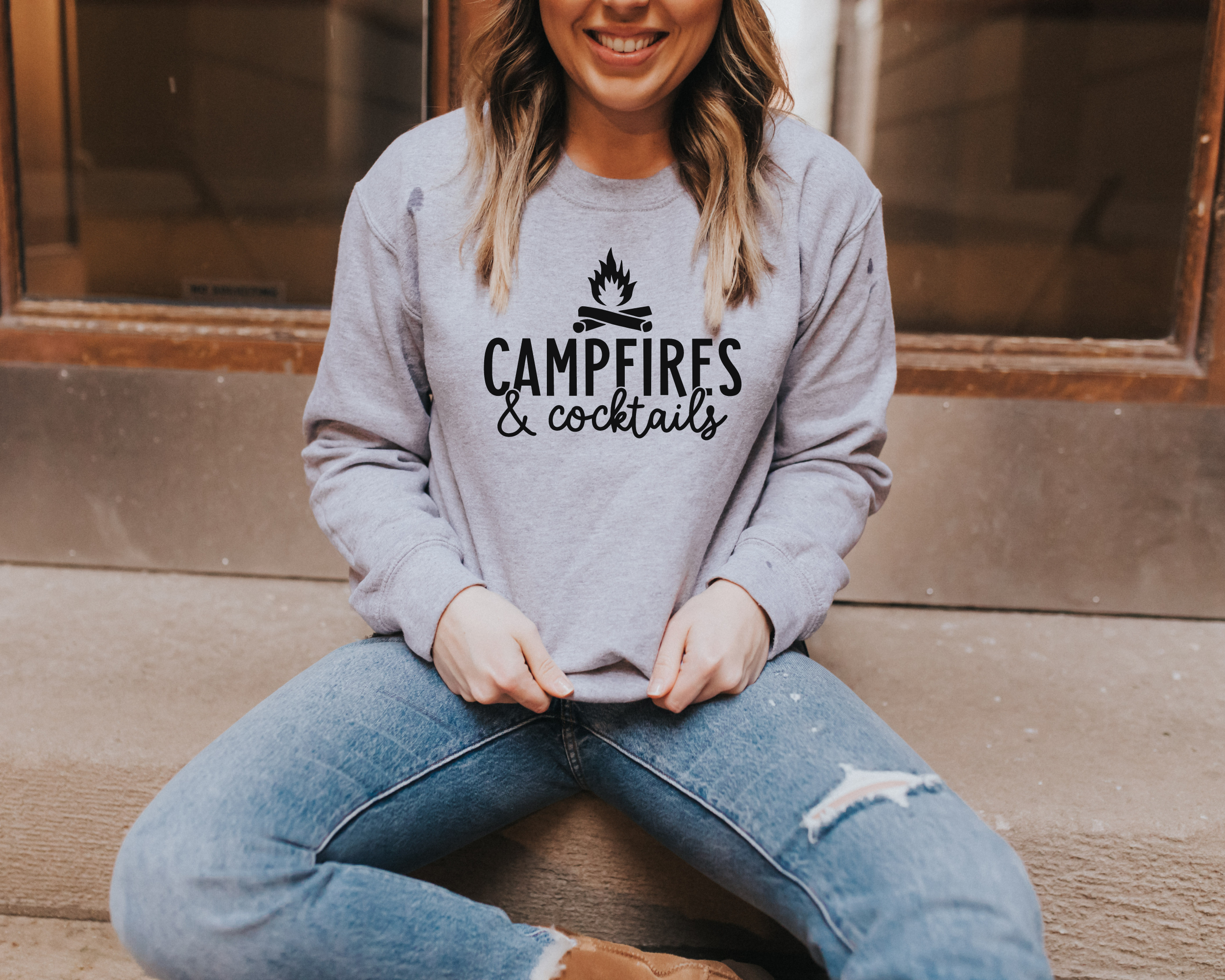 Campfires and cocktails -- adult sweatshirt