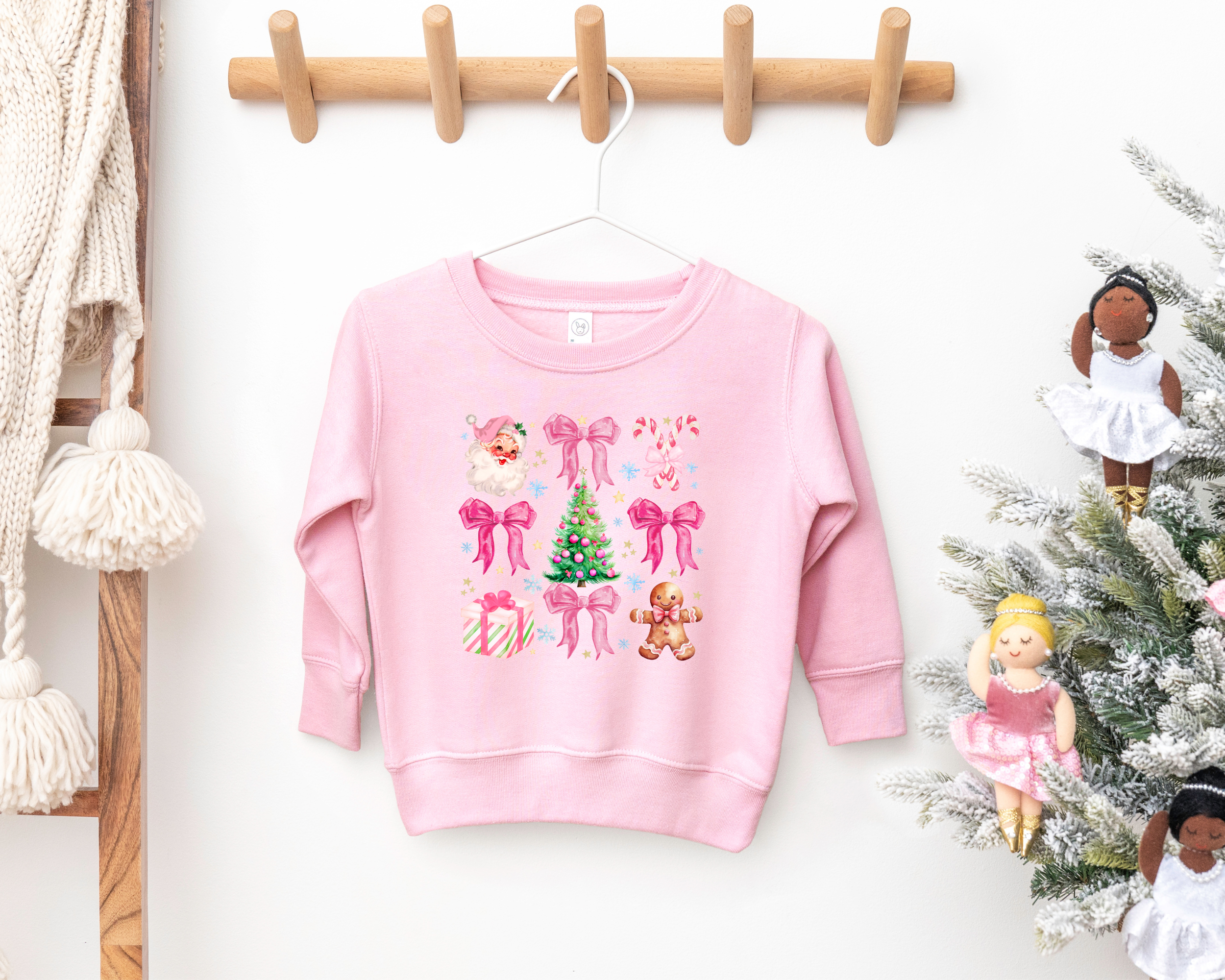Vintage Santa Christmas Coquette Bow Sweatshirt