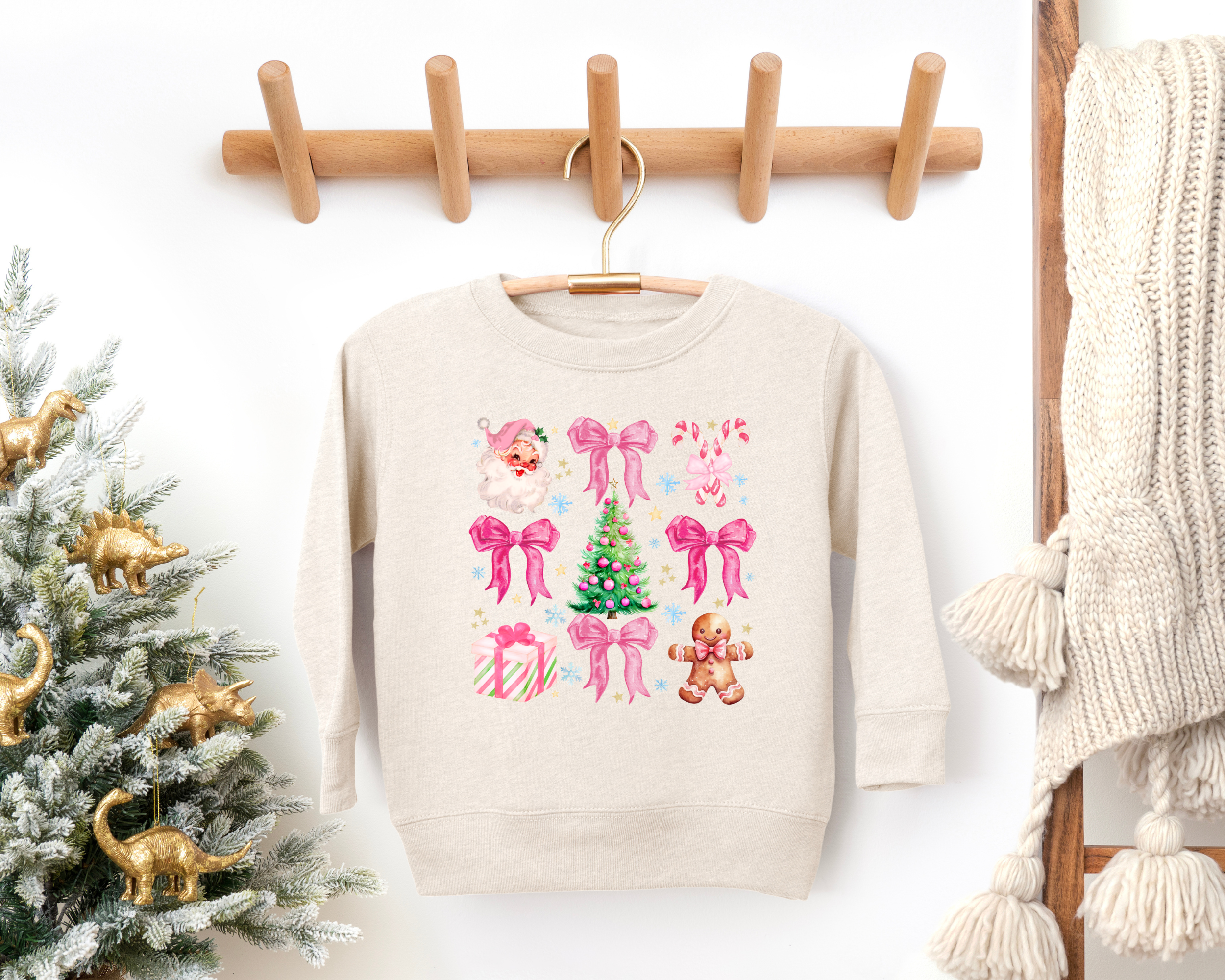 Vintage Santa Christmas Coquette Bow Sweatshirt