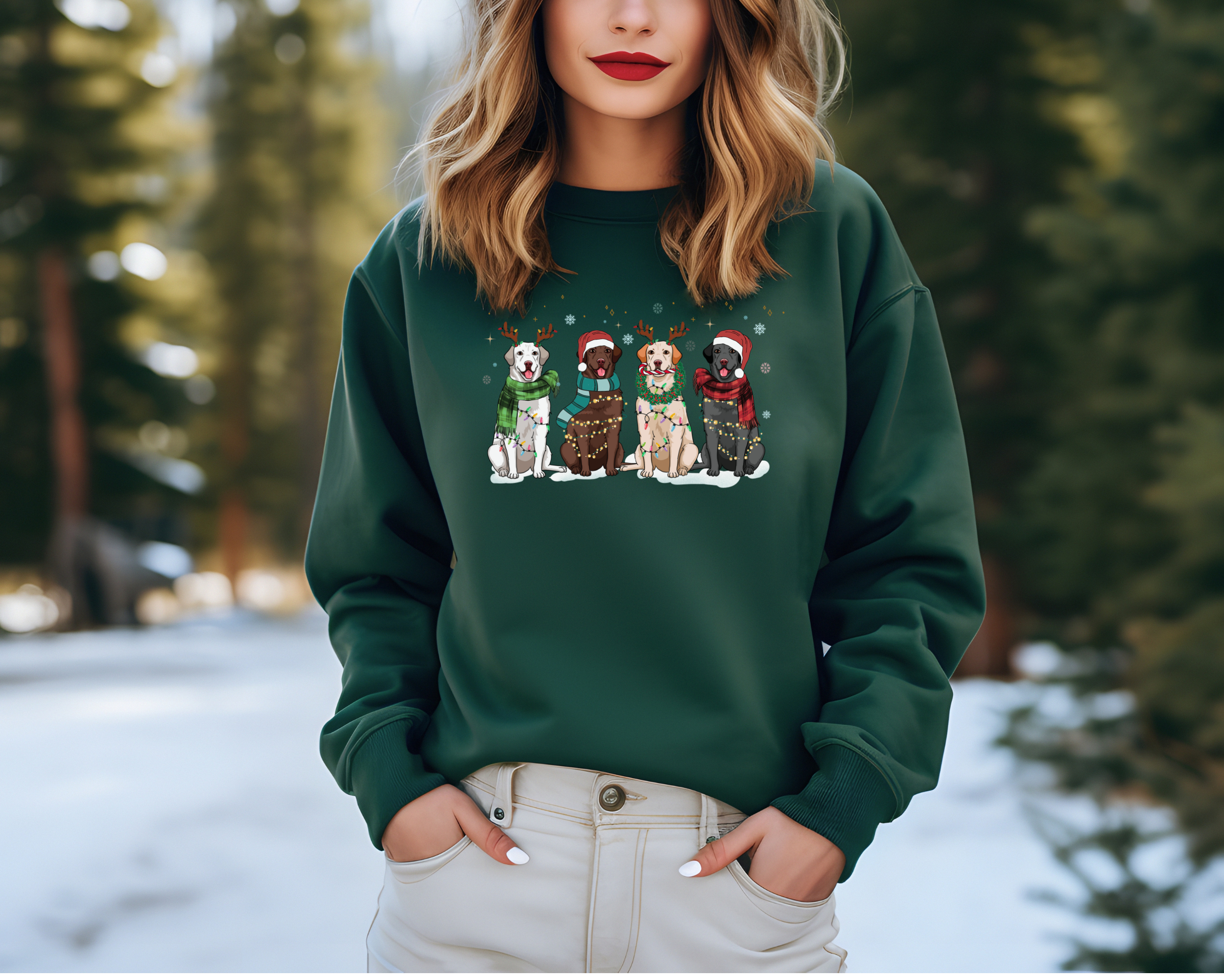 Christmas Dog Labradors Sweatshirt | Dog Christmas Sweatshirt