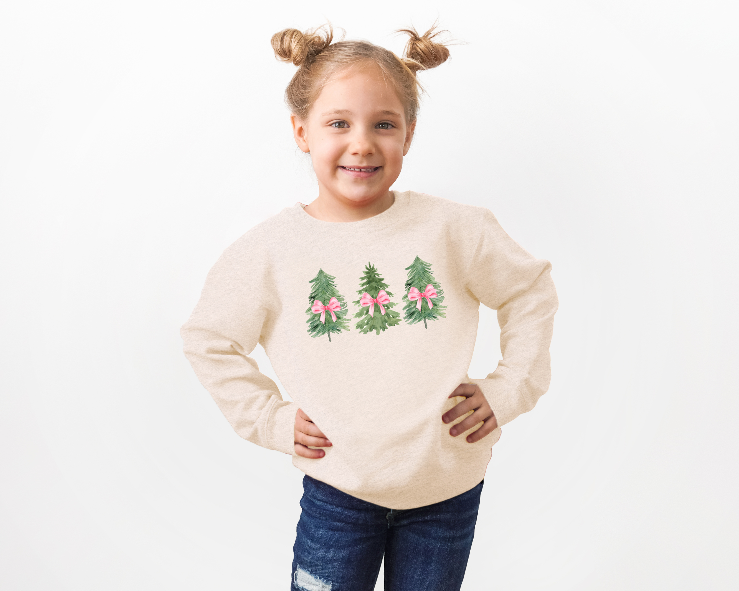 Pink Bow Christmas Trees Sweatshirt