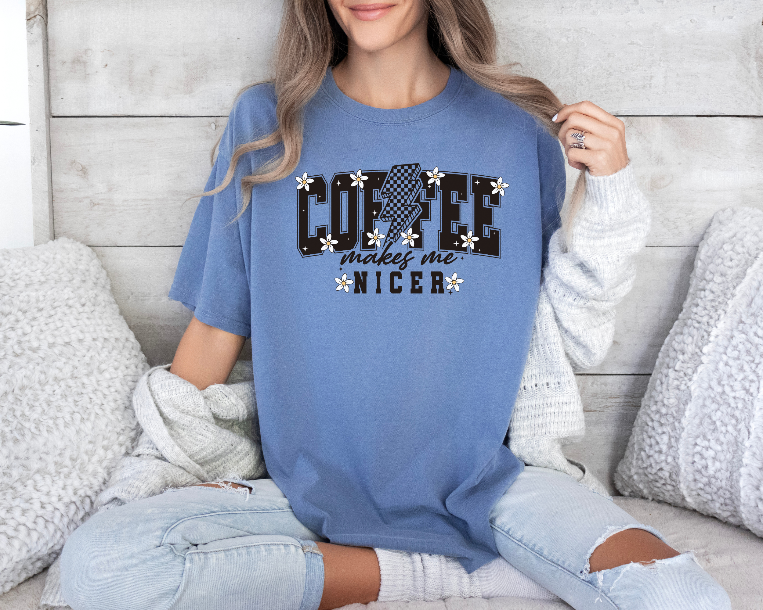 coffee makes me nicer tshirt.  Funny coffee shirt.