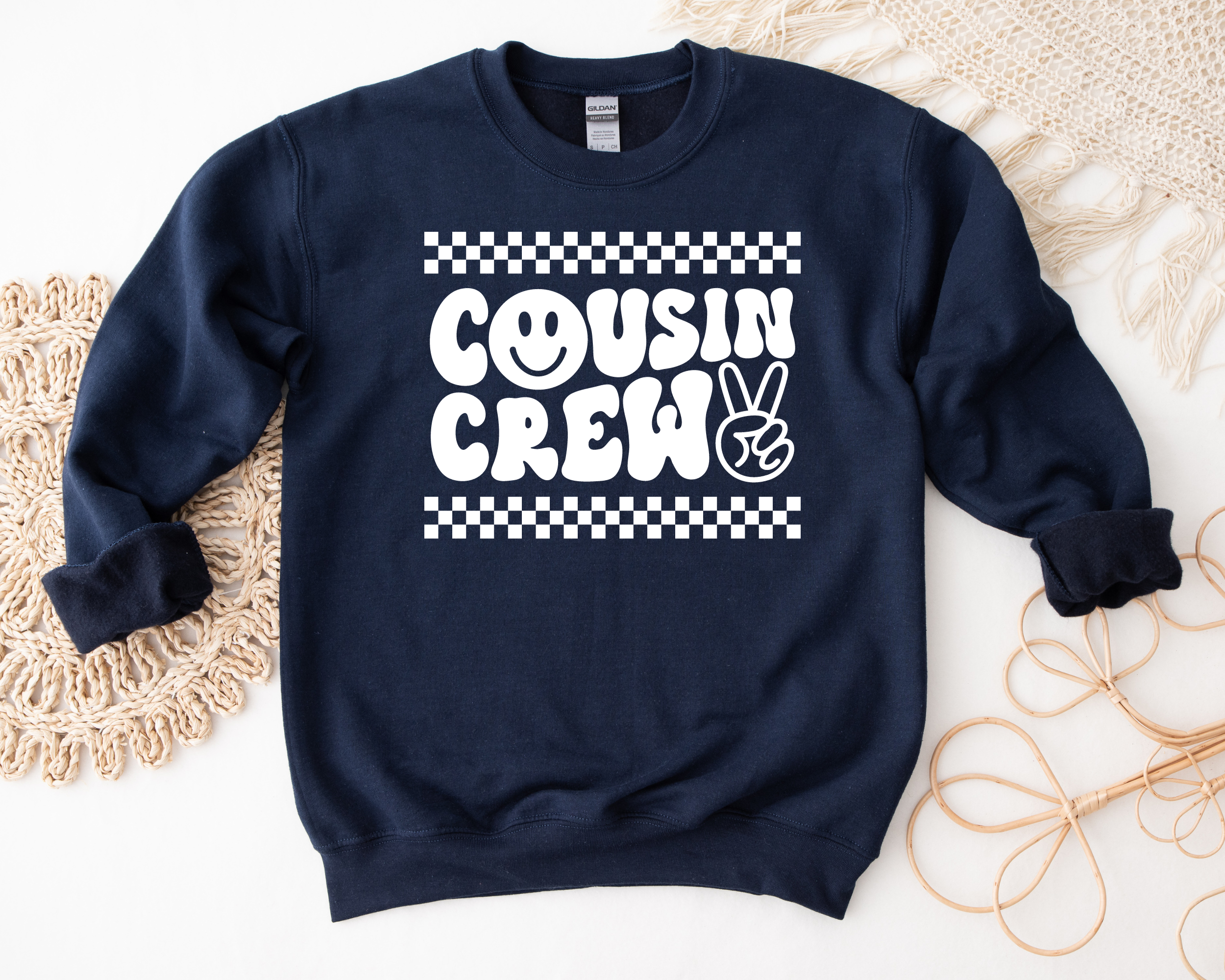 Checkered Cousin Crew Sweatshirt