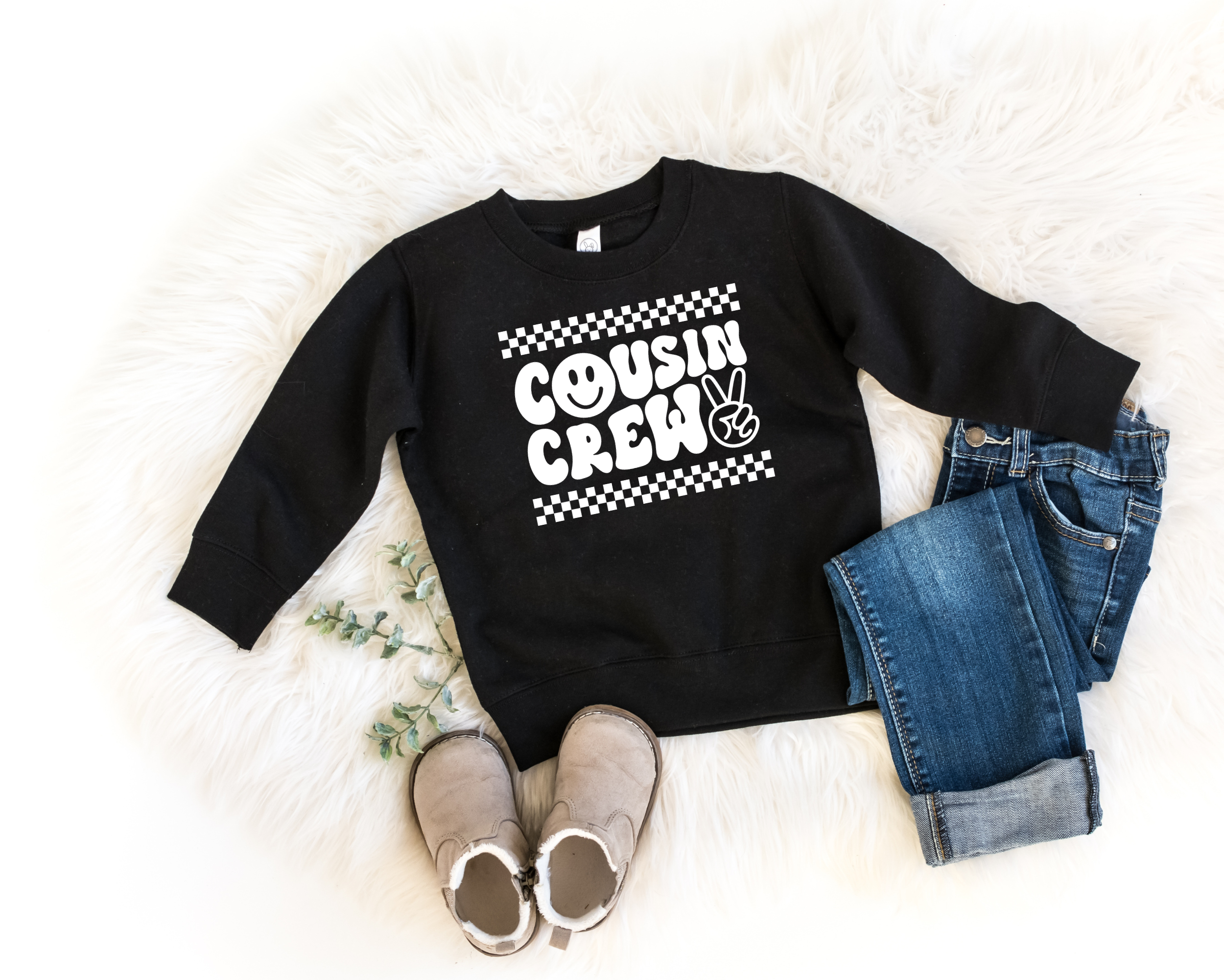 Checkered Cousin Crew Sweatshirt