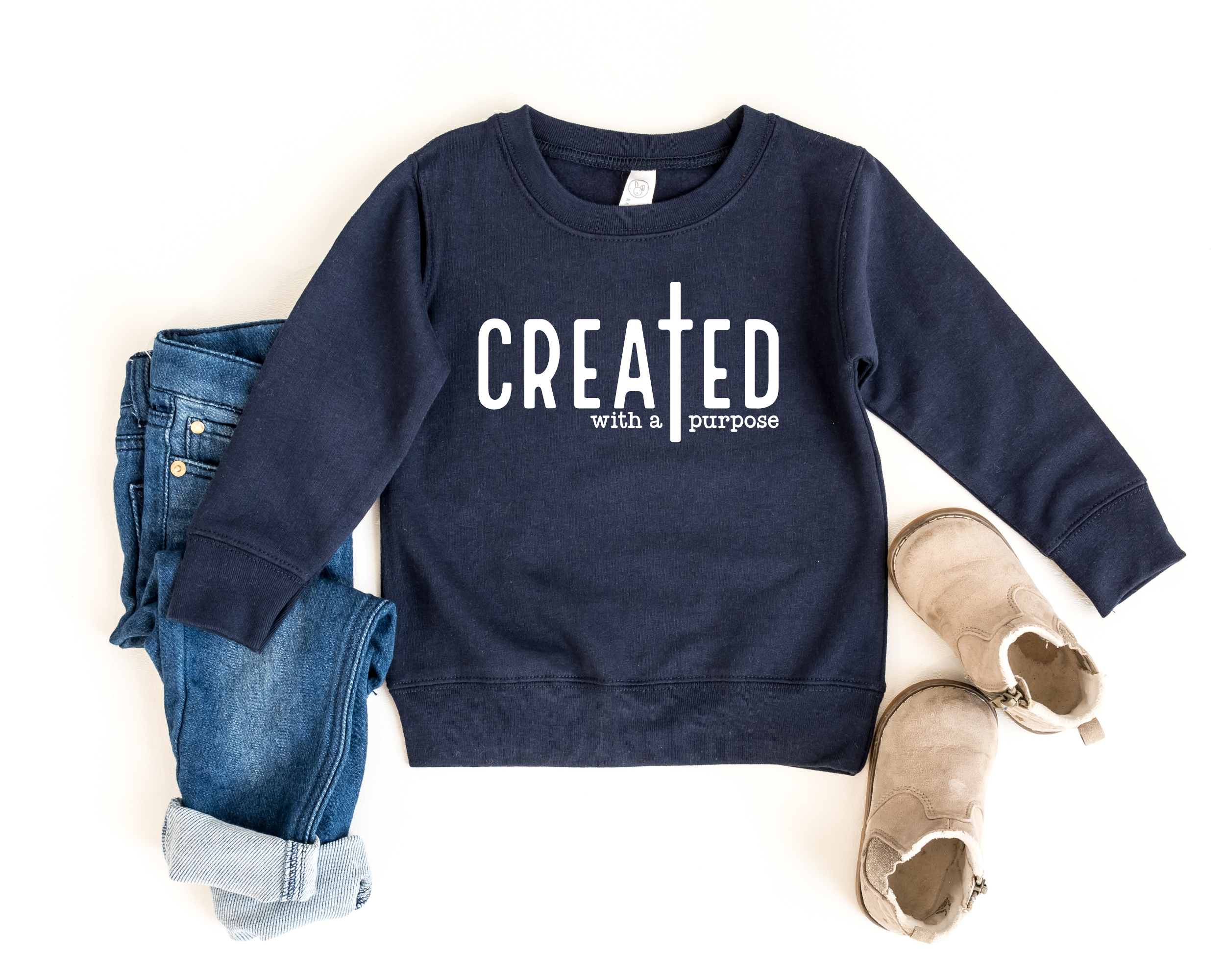 Created With A Purpose Sweatshirt | Kids Christian Shirt