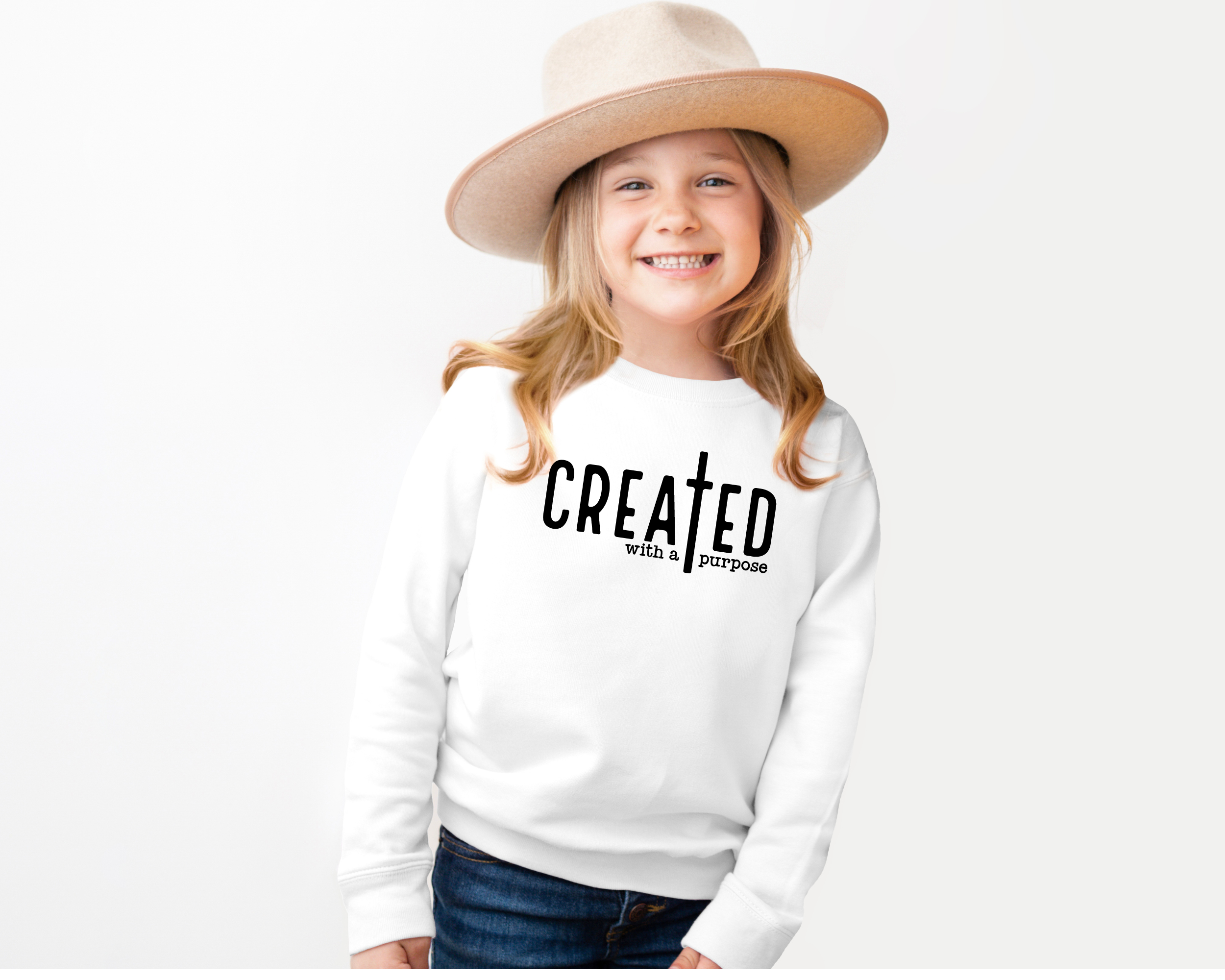 Created With A Purpose Sweatshirt | Kids Christian Shirt