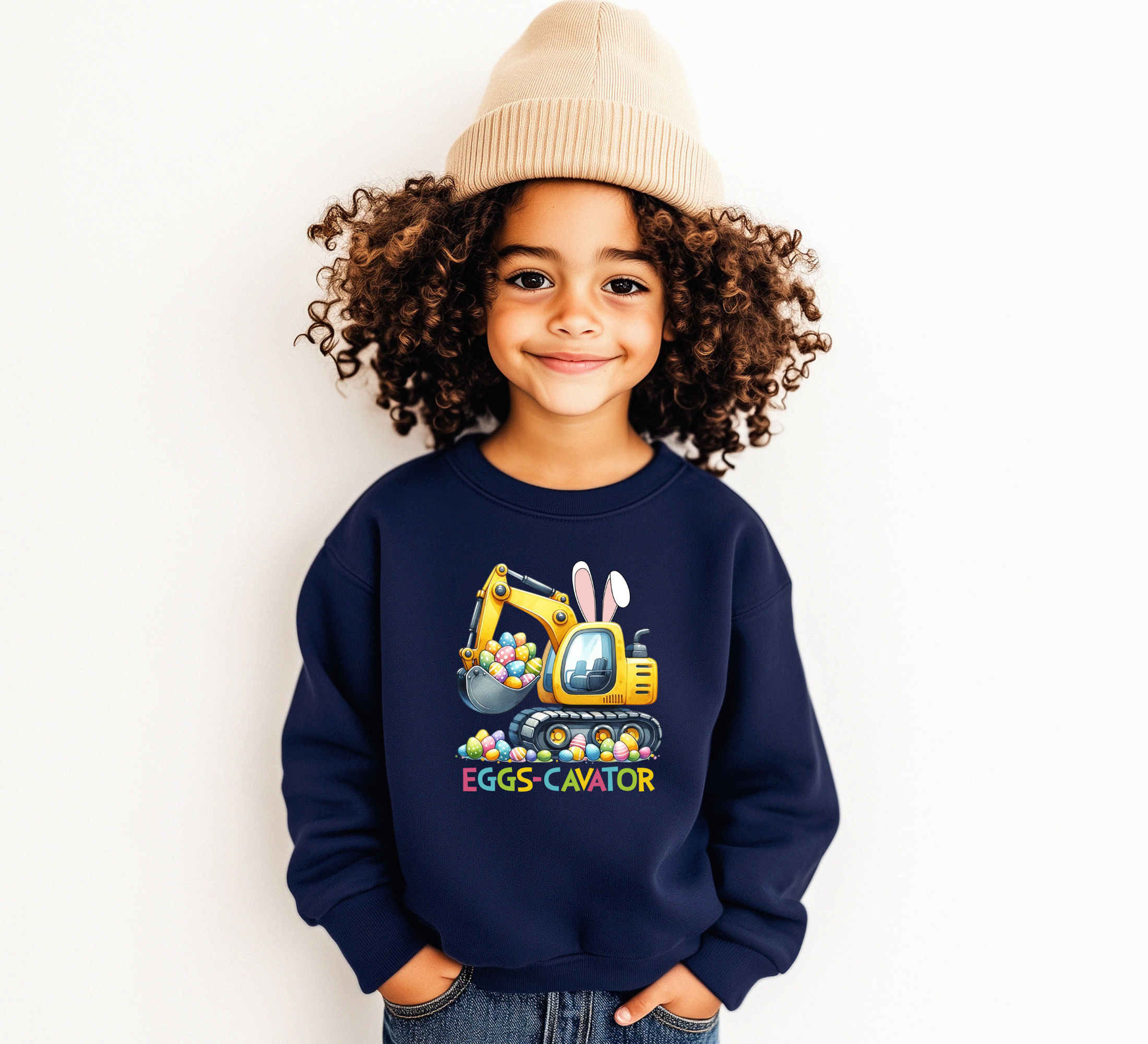 Eggs-cavator boys easter sweatshirt