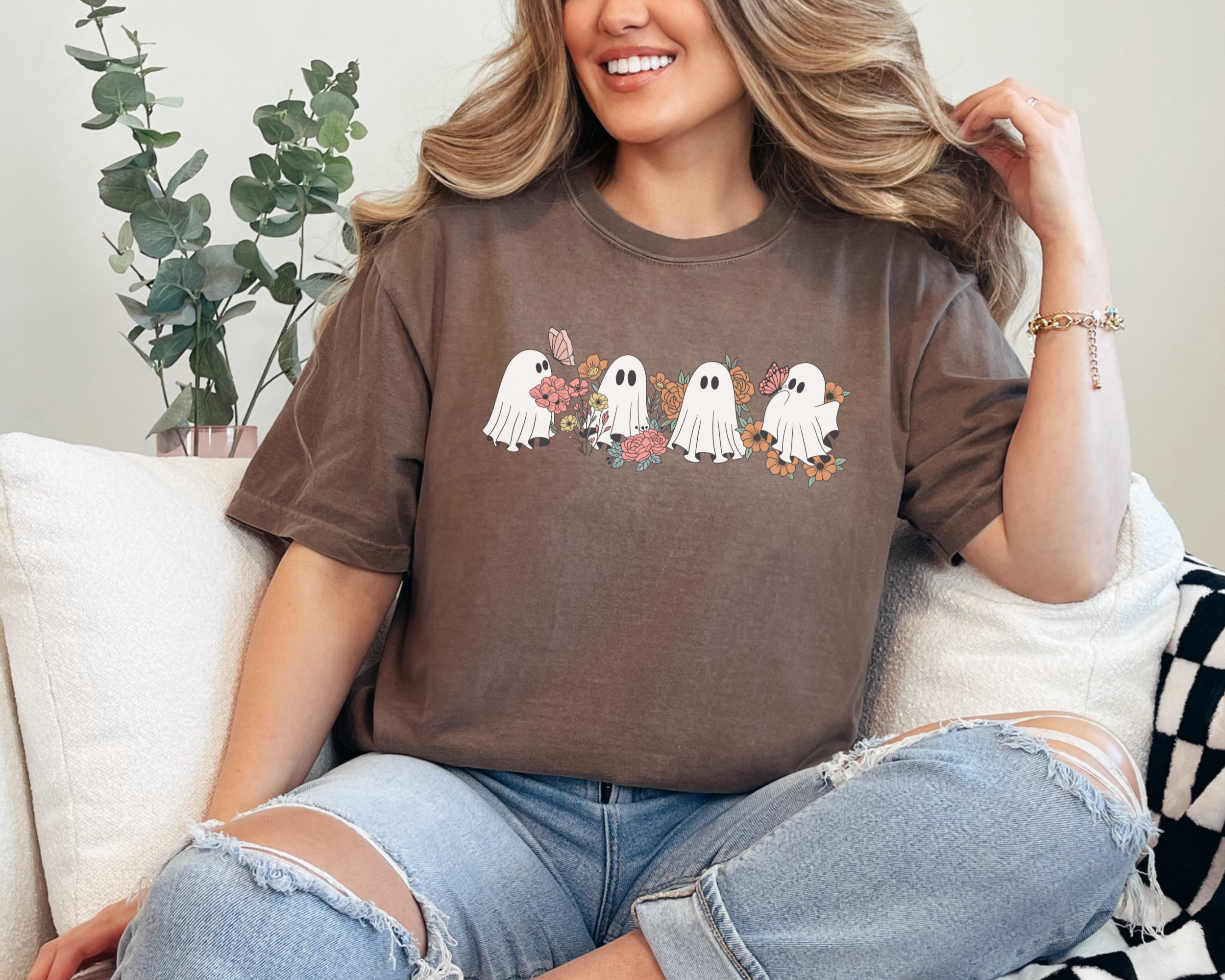 Floral Ghost T-Shirt | Women's Halloween Shirt