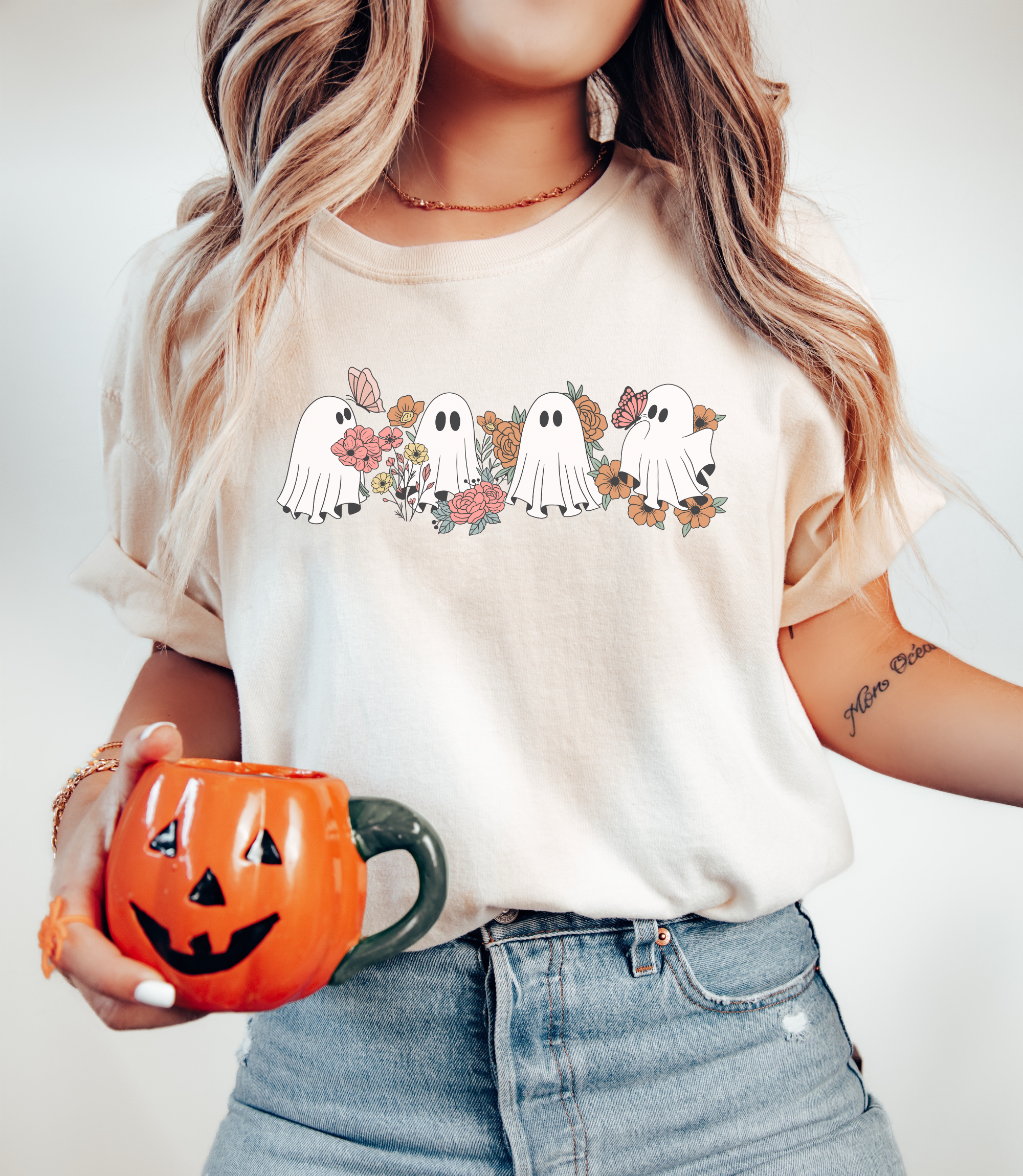 Floral Ghost T-Shirt | Women's Halloween Shirt
