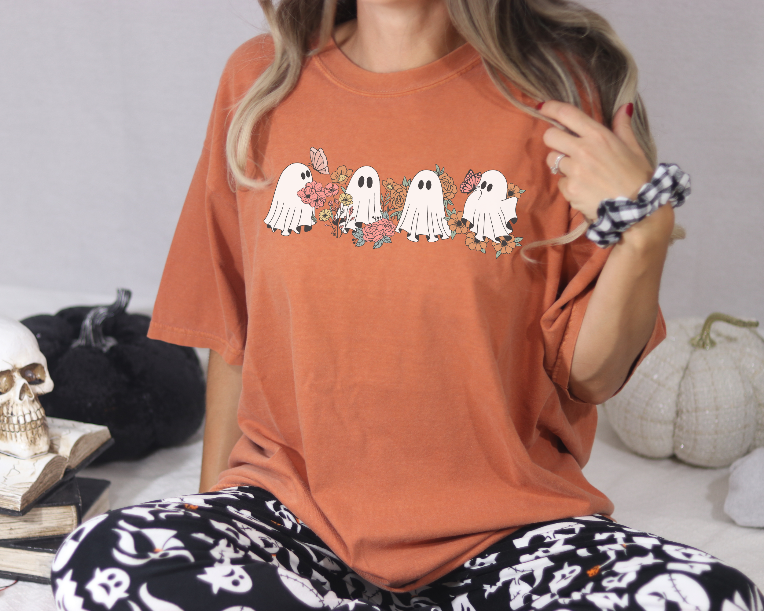 Floral Ghost T-Shirt | Women's Halloween Shirt