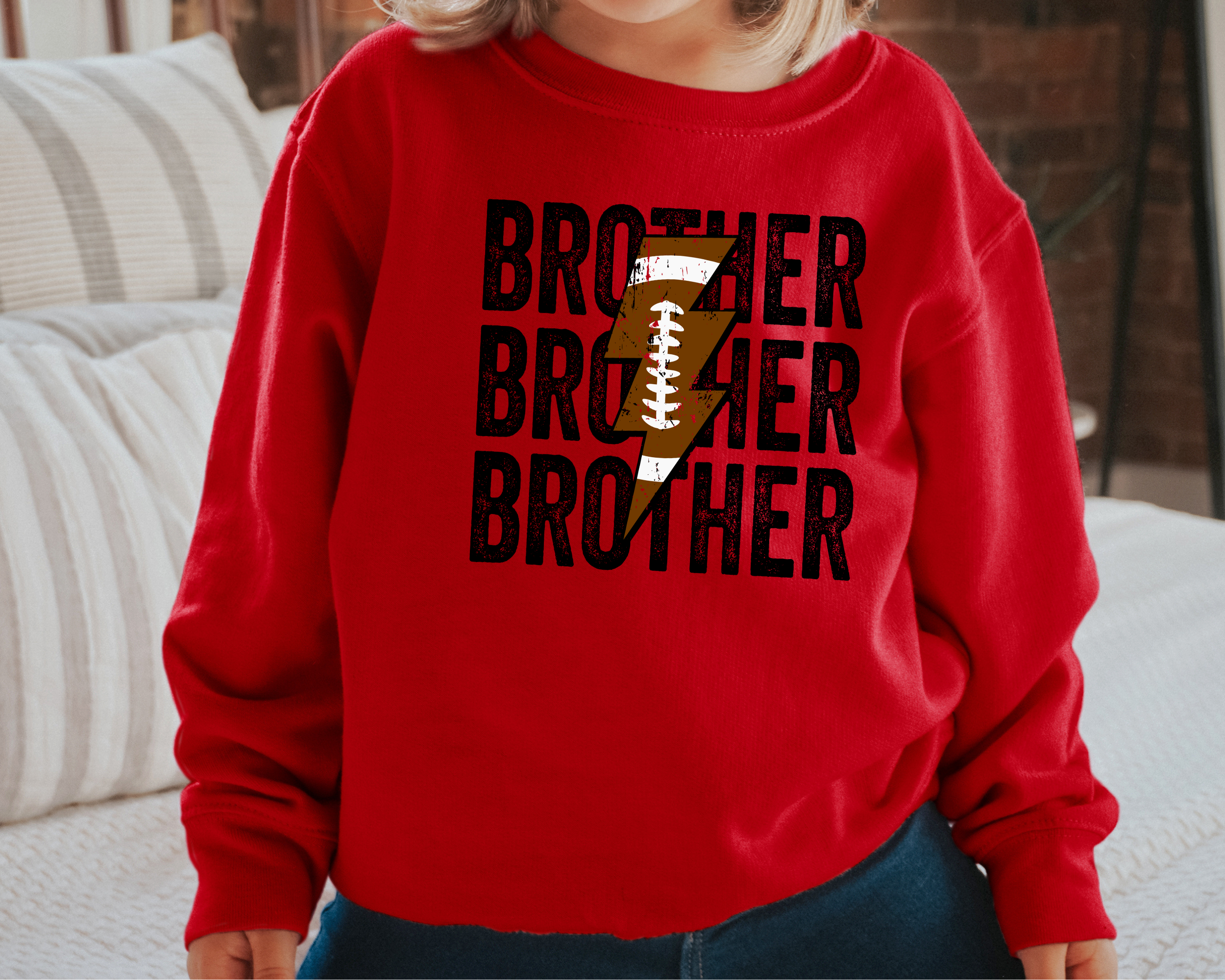 Football Brother Stacked Sweatshirt | Youth