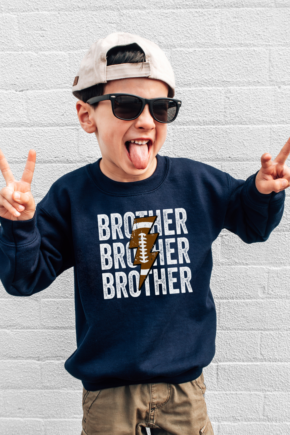 Football Brother Stacked Sweatshirt | Youth