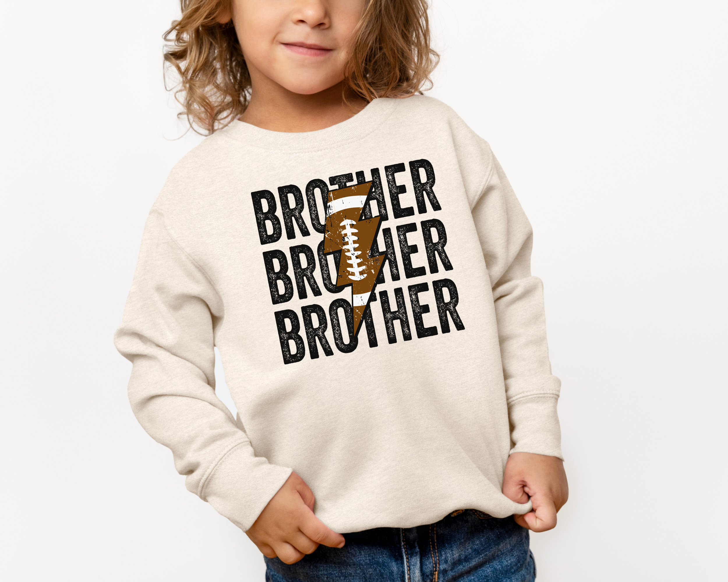 Football brother Stacked Sweatshirt | Kids + Toddlers