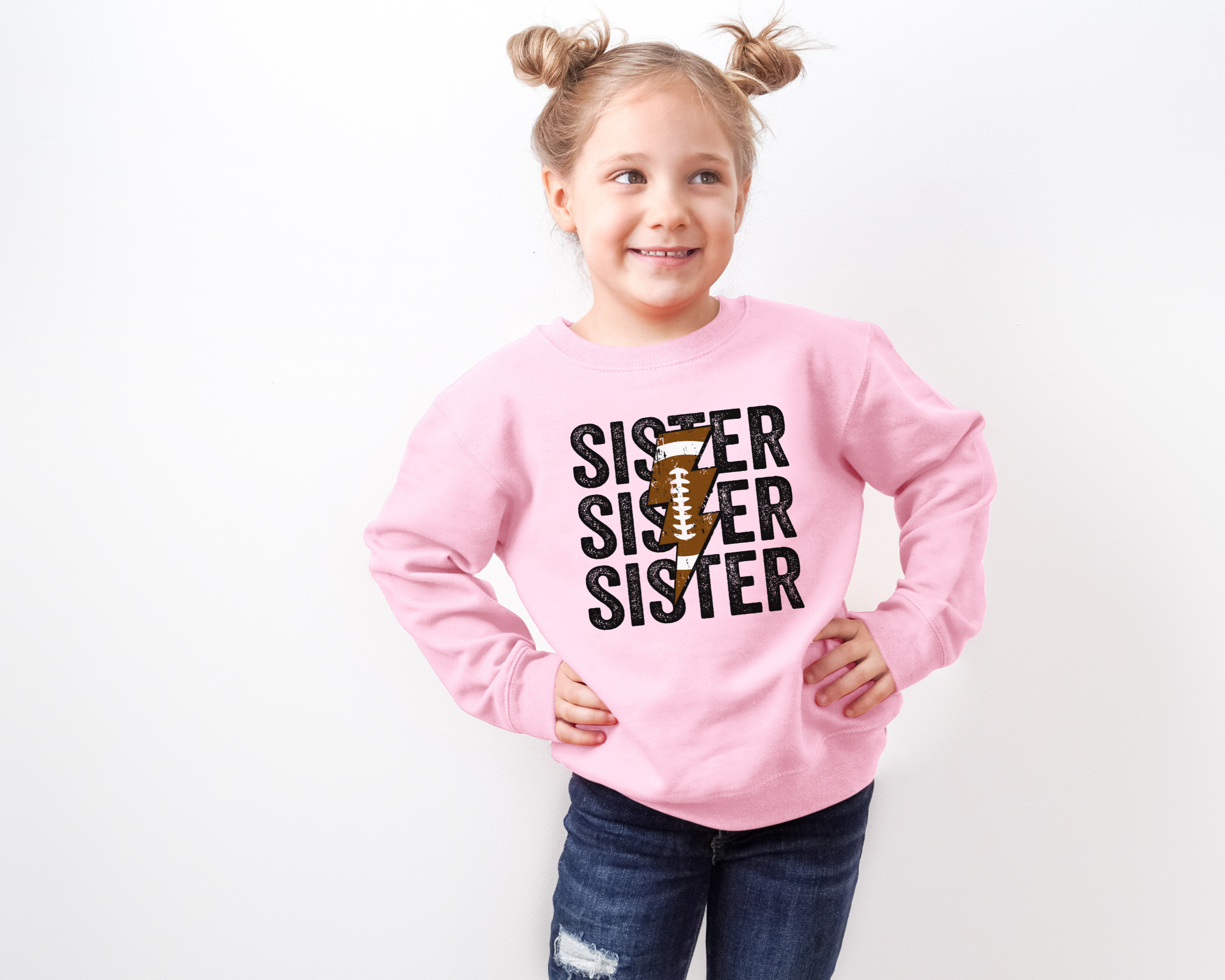 Football Sister Stacked Sweatshirt | Kids Football Shirt