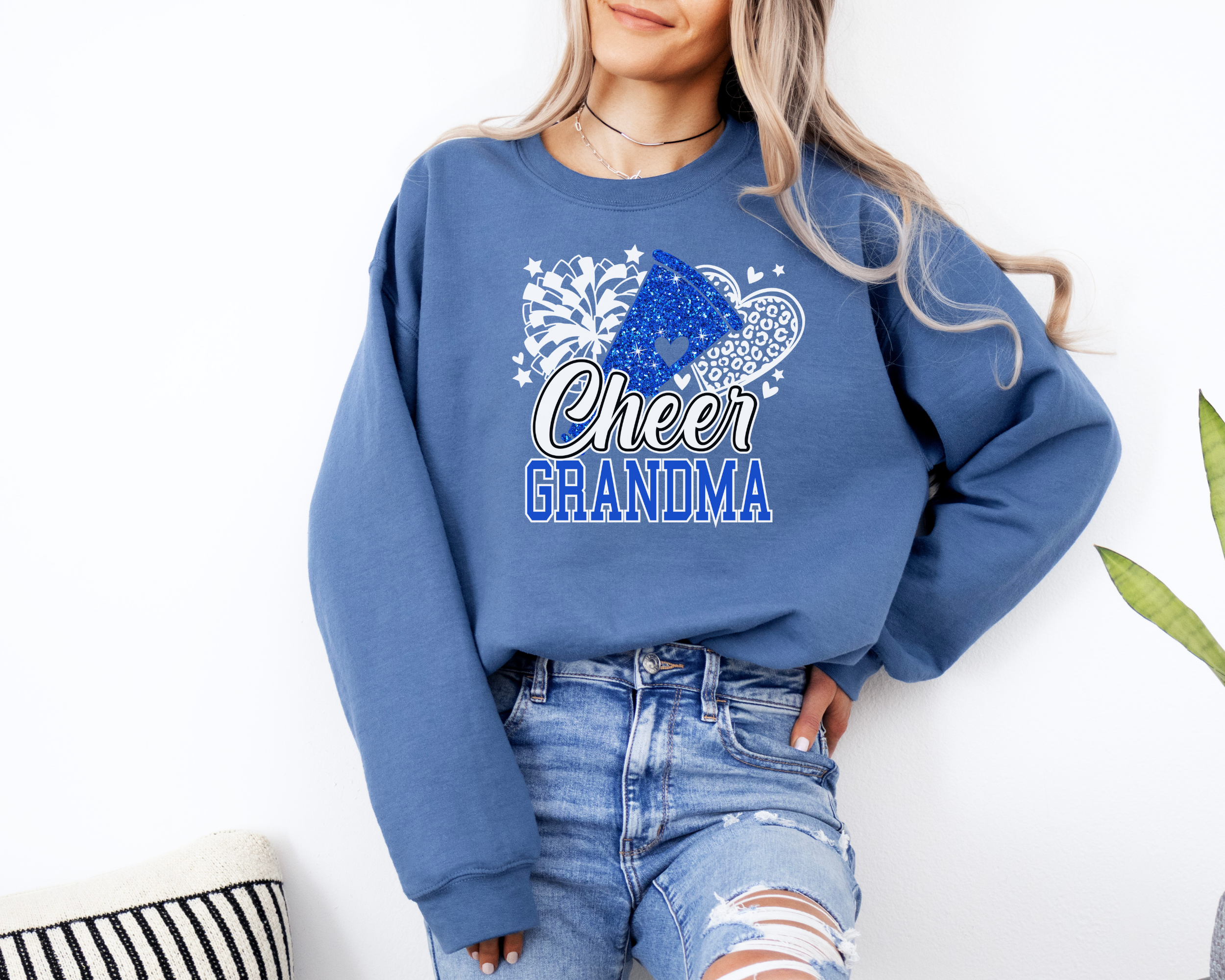 Glitter Cheer Grandma Sweatshirt | Cheerleader Grandma Sweatshirt
