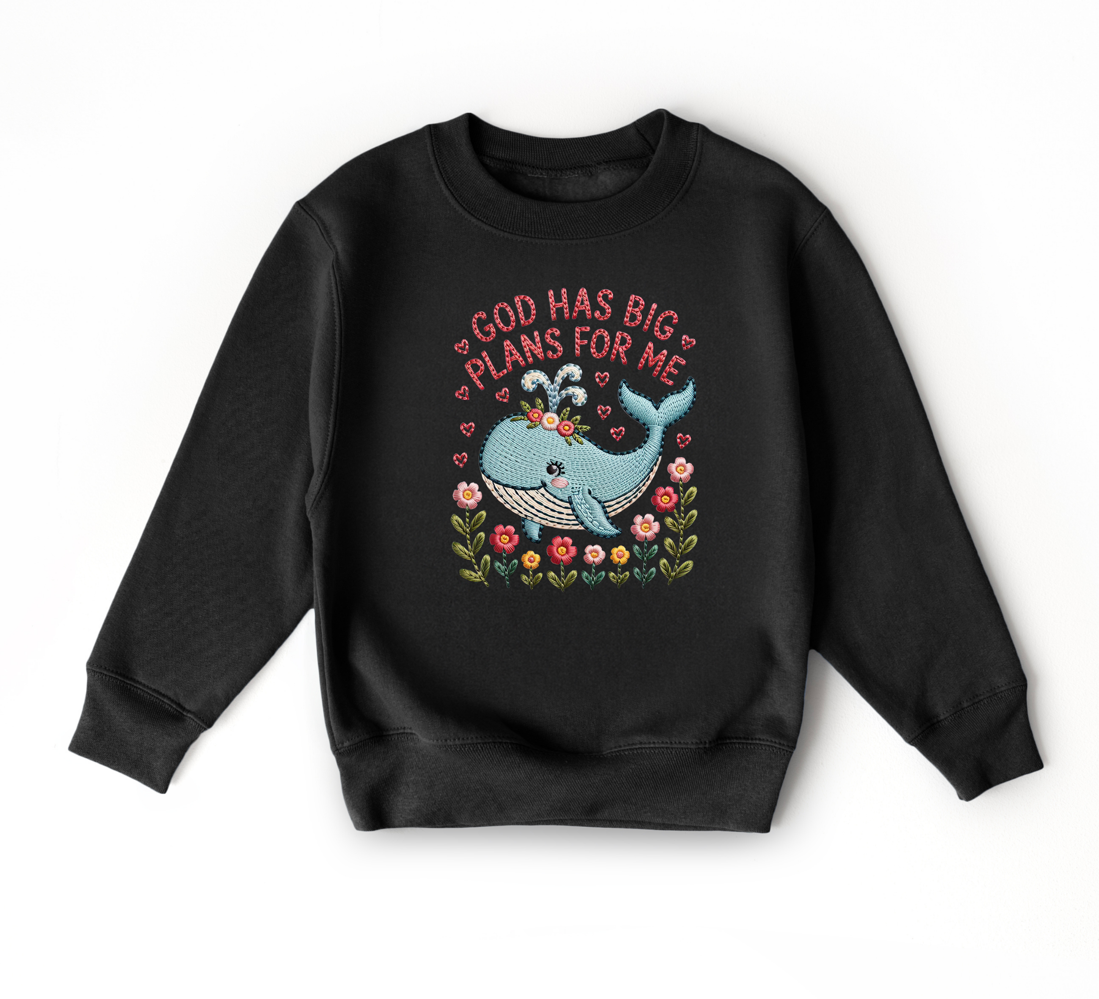 God Has Big Plans For Me Faux Embroidery Sweatshirt | Kids Christian Sweatshirt