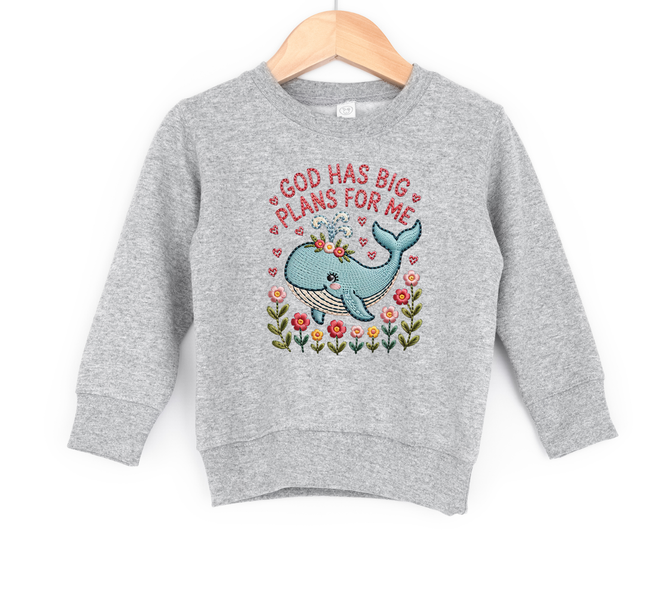 God Has Big Plans For Me Faux Embroidery Sweatshirt | Kids Christian Sweatshirt