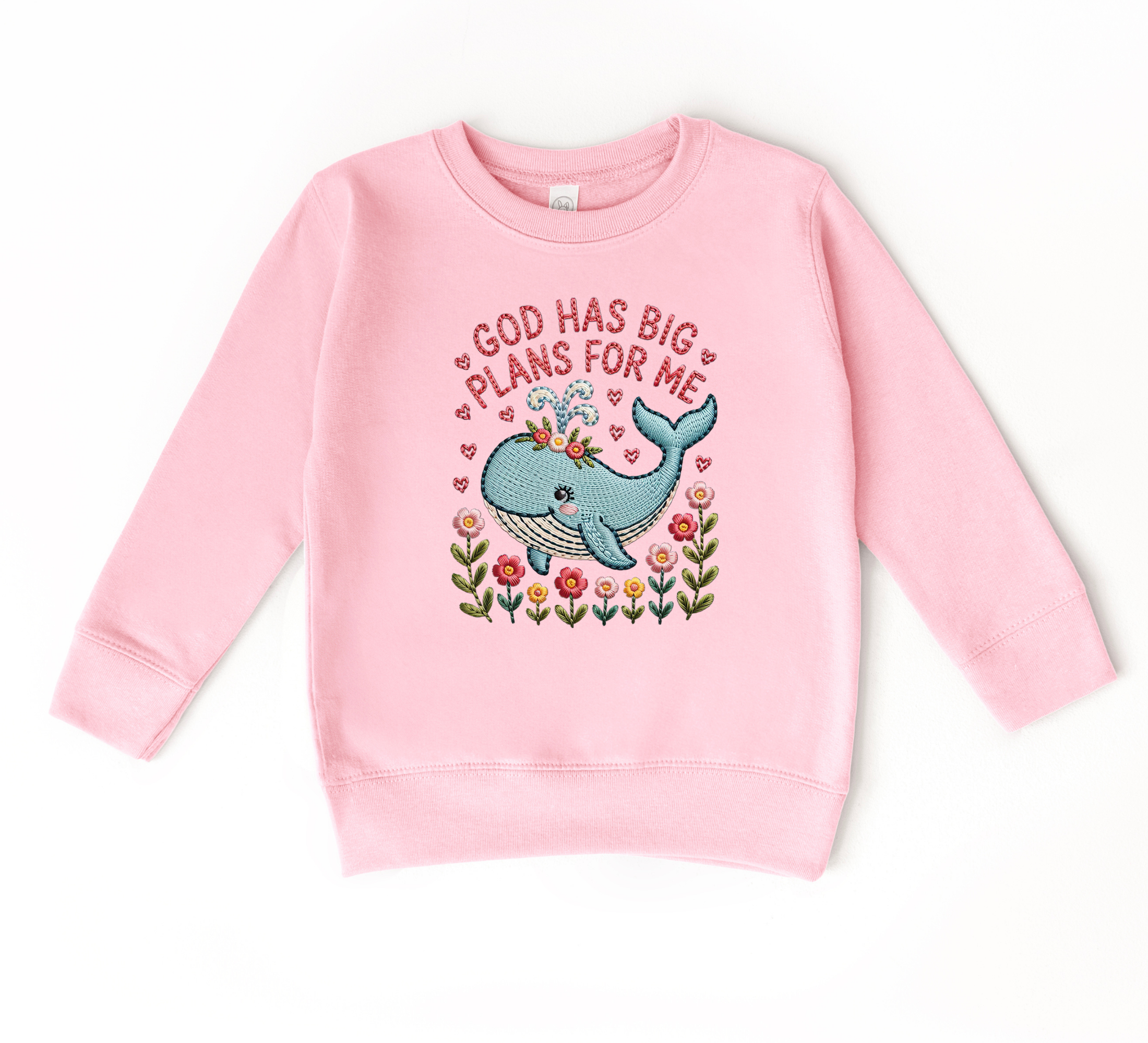 God Has Big Plans For Me Faux Embroidery Sweatshirt | Kids Christian Sweatshirt
