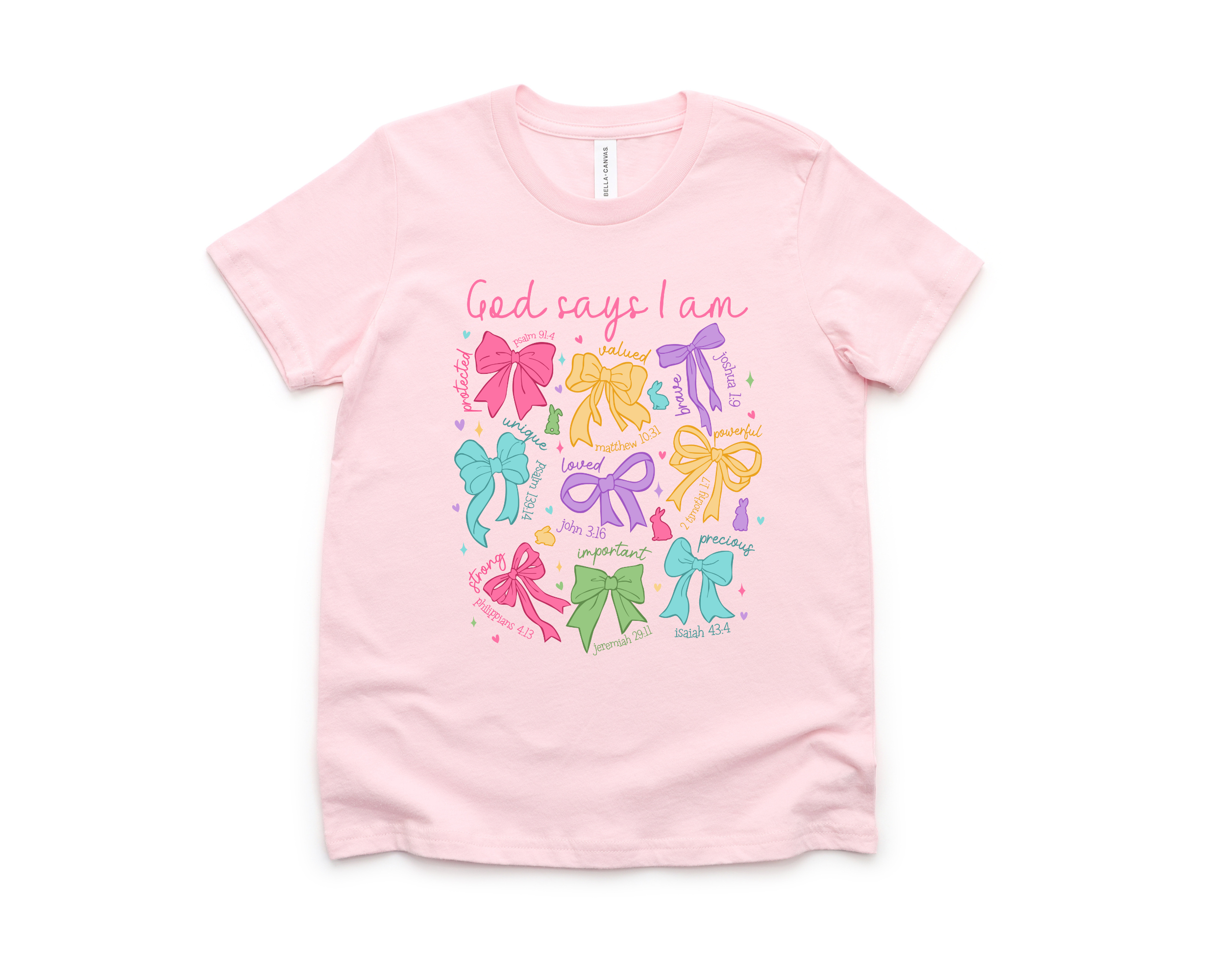 God says I am shirt with coquette bows for toddler girls