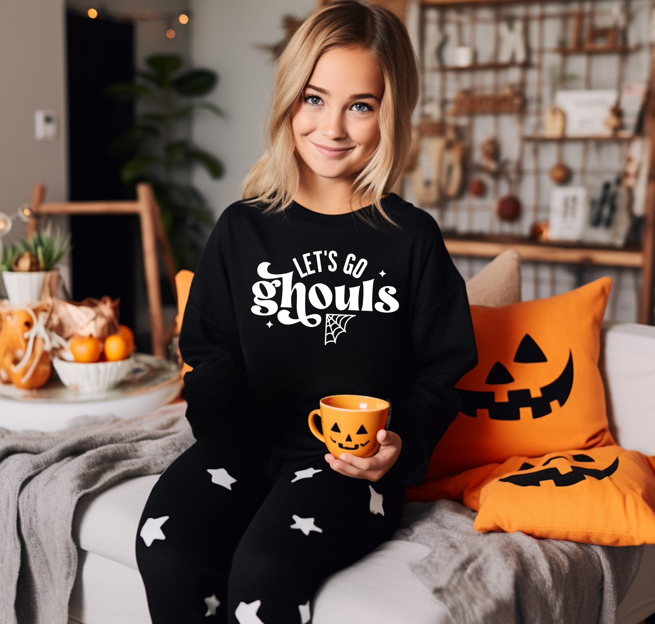 Let's Go Ghouls Kids Sweatshirt | Girls Halloween Sweatshirt