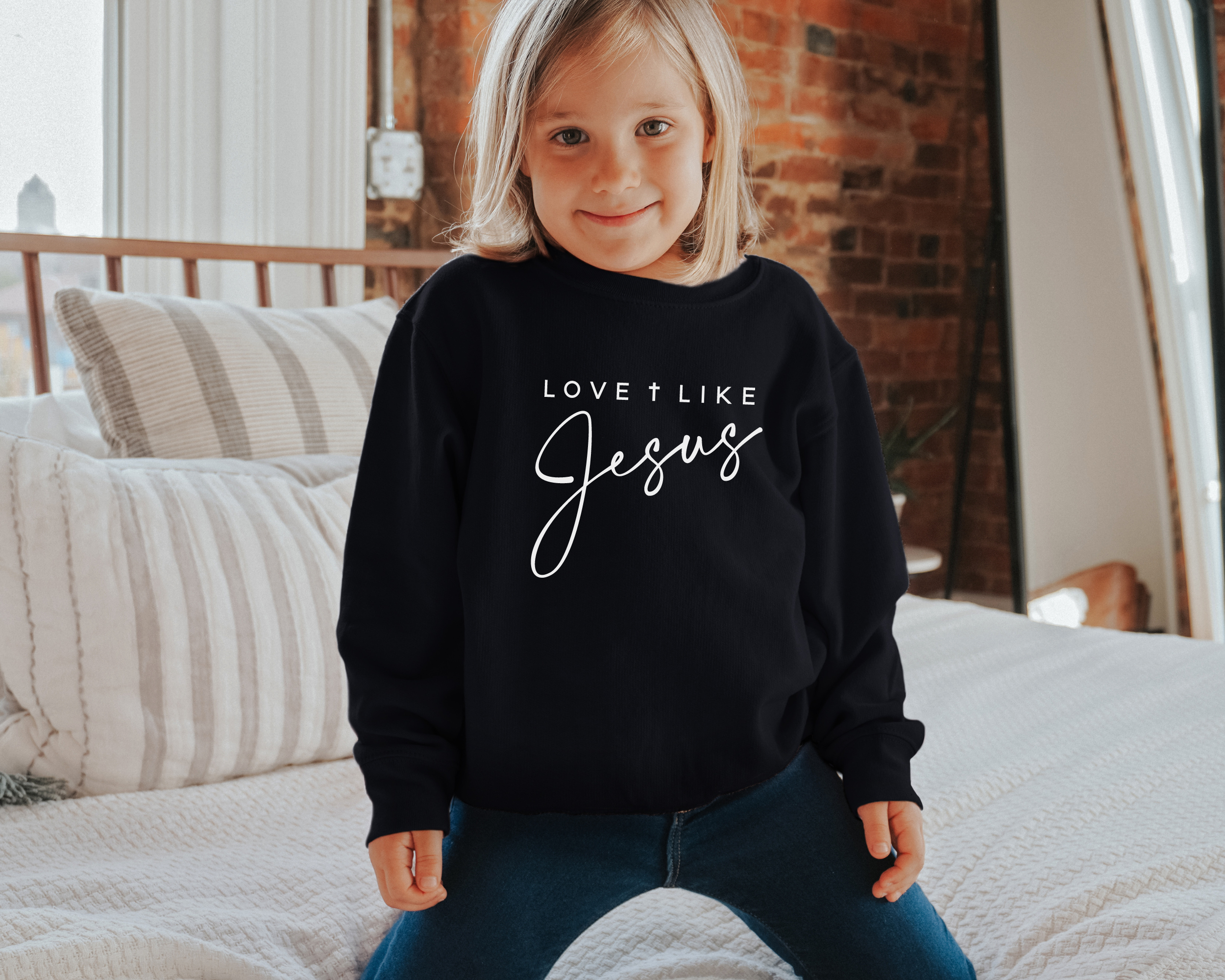 Love like jesus kids christian sweatshirt