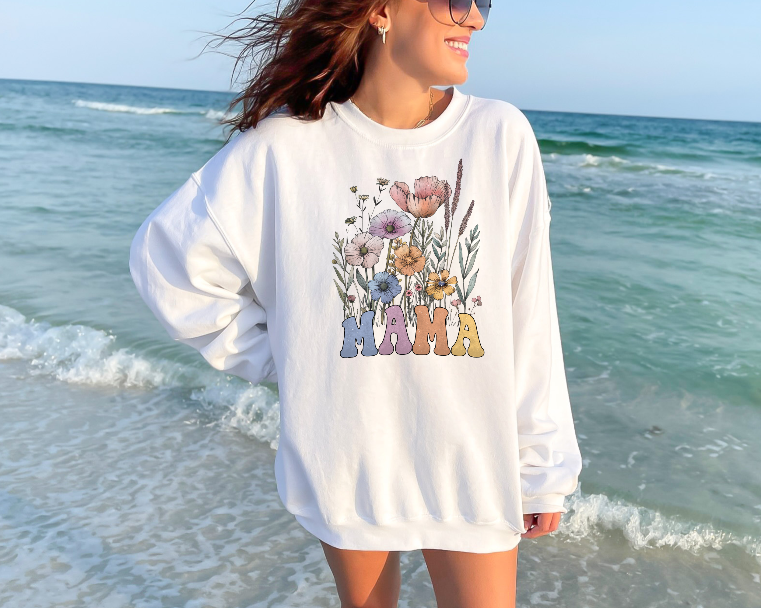 mama sweatshirt with wildflowers for spring or summer
