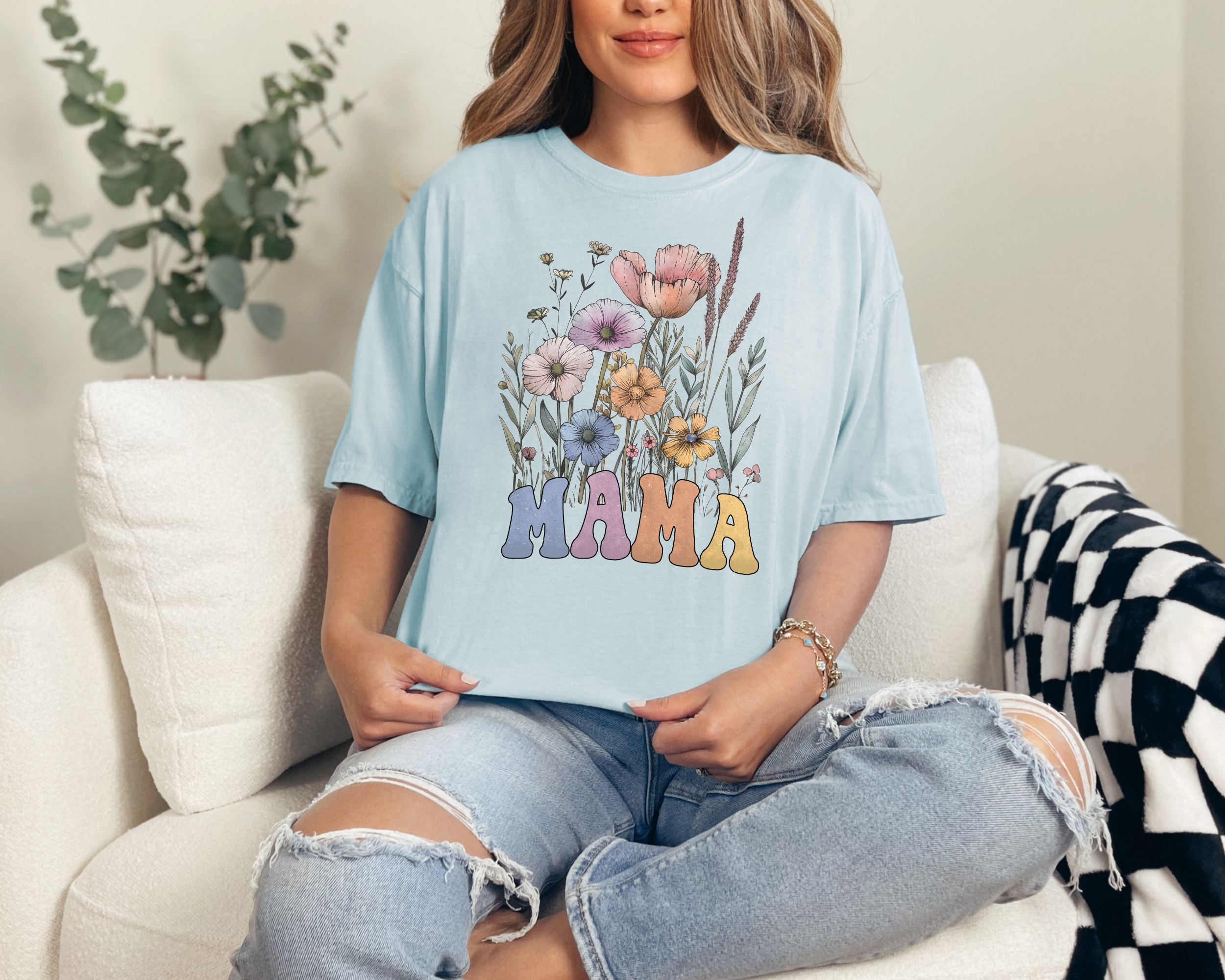 boho wildflower mama tshirt 