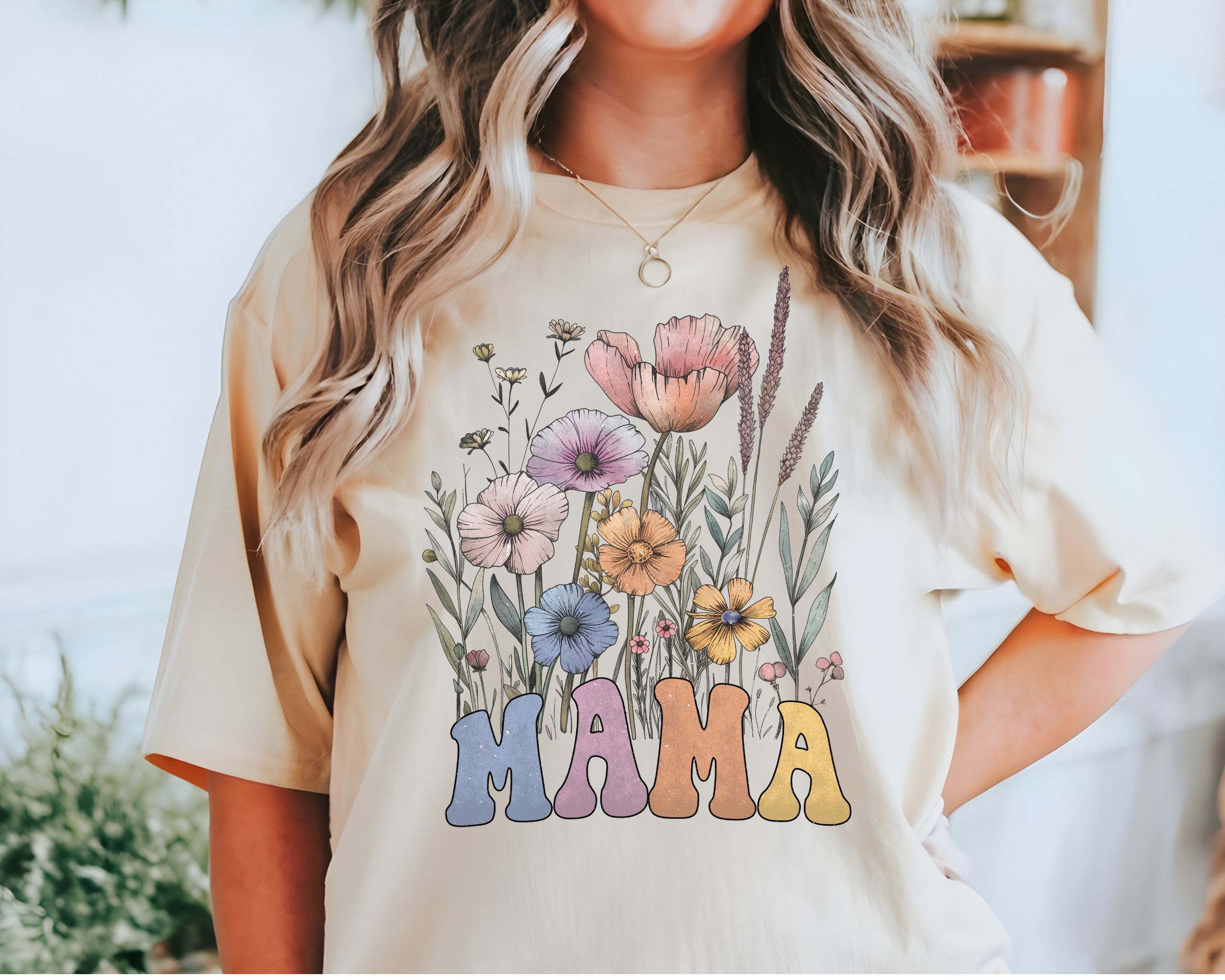 boho wildflower mama tshirt 