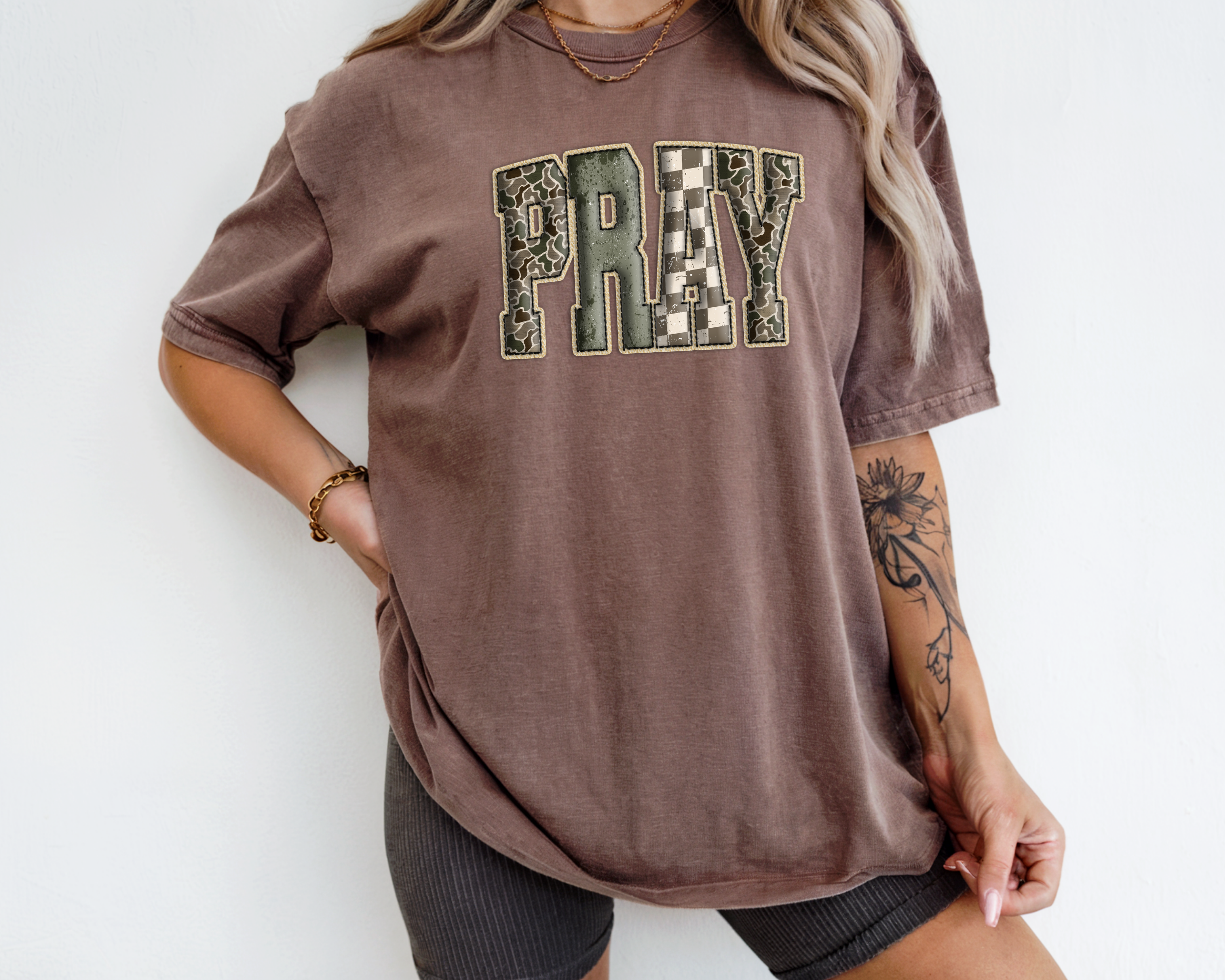 Camo Pray T-Shirt | Christian Shirts for Women