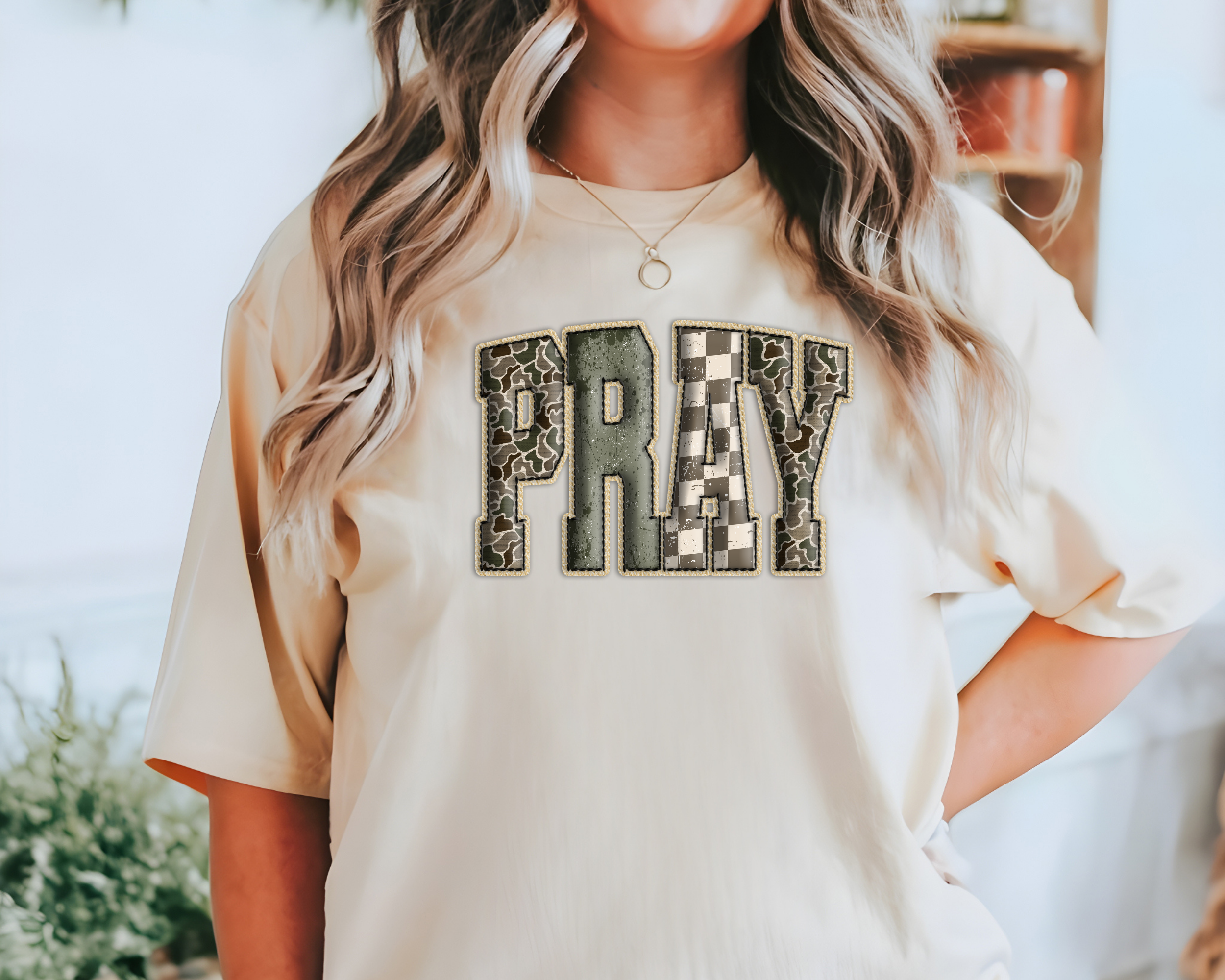 Camo Pray T-Shirt | Christian Shirts for Women