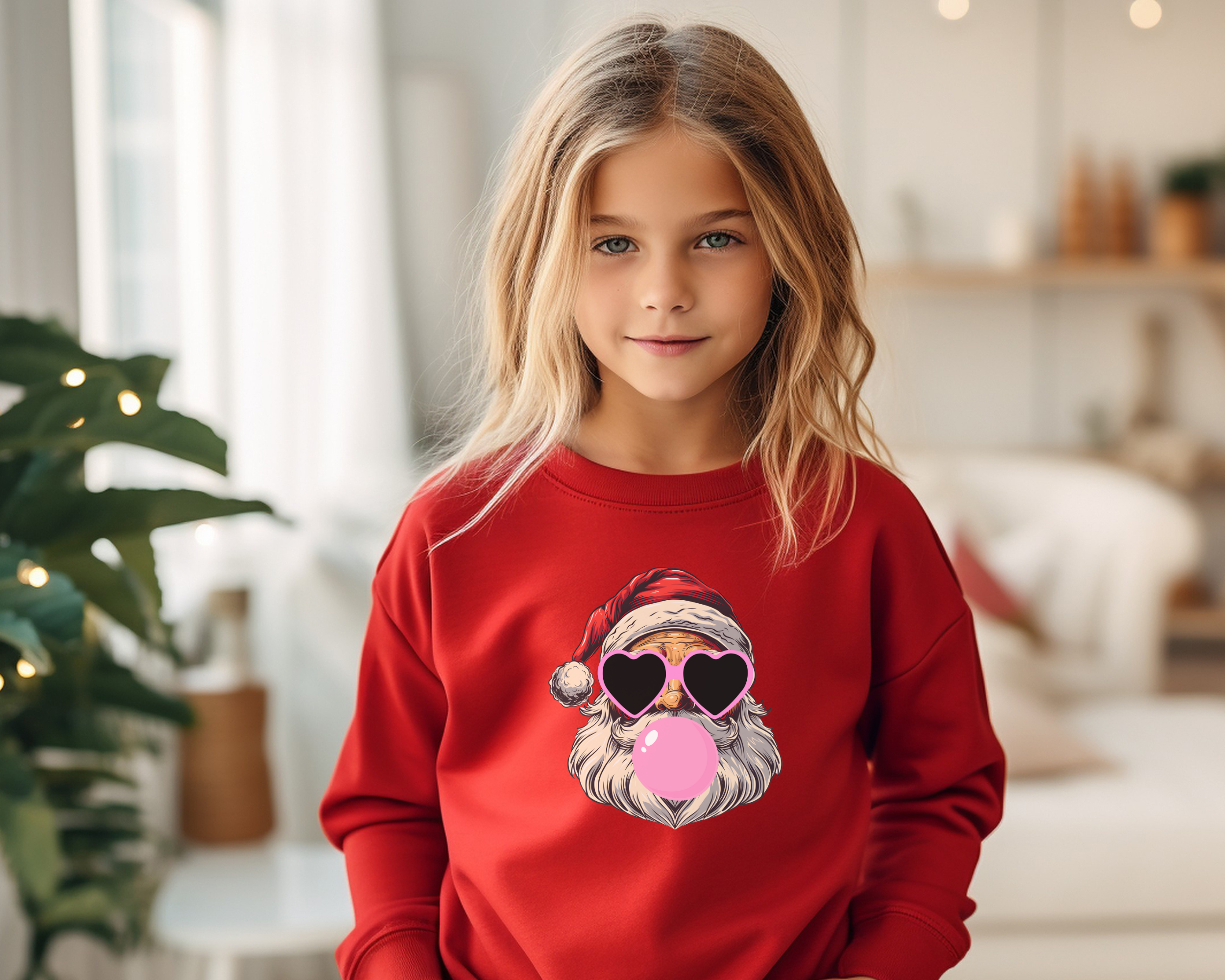 Bubble Gum Santa Sweatshirt|  Girls Christmas Sweatshirt