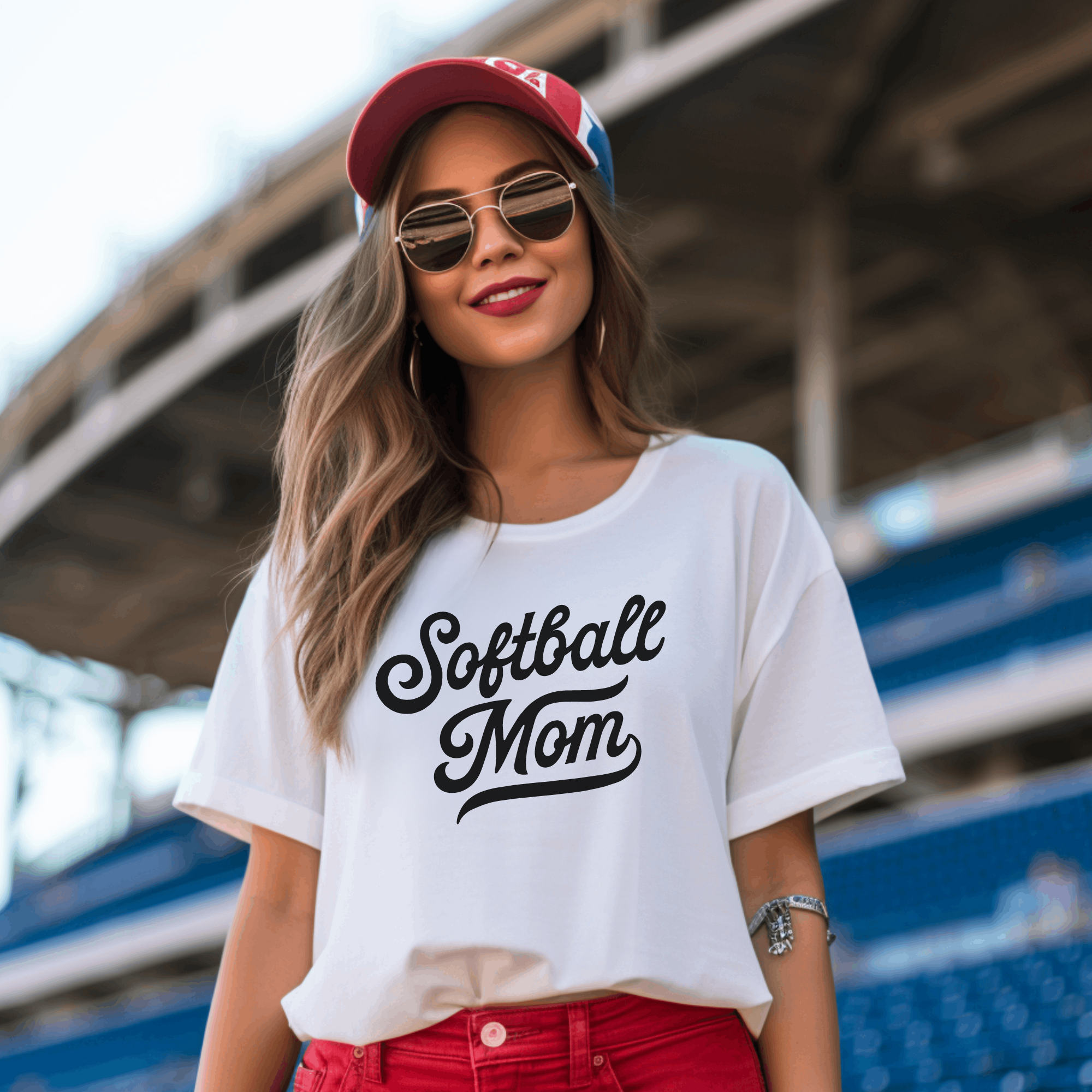 Retro inspired softball mom shirt