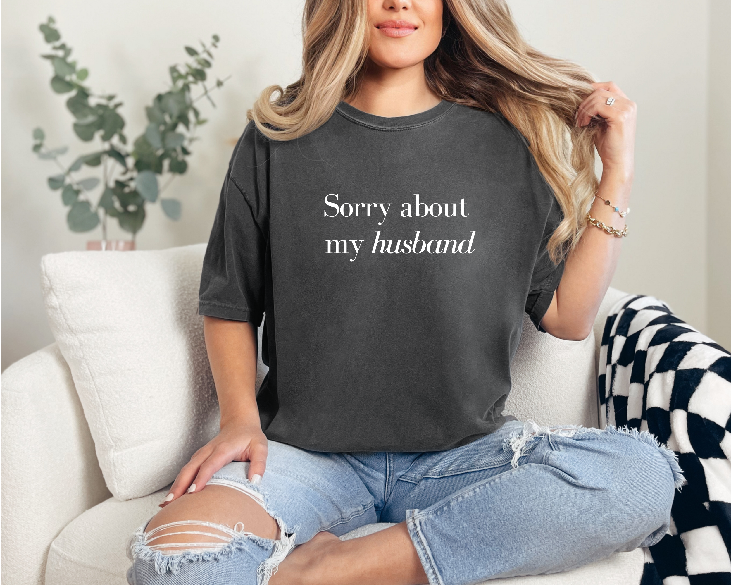 Sorry about my husband funny womens tshirt