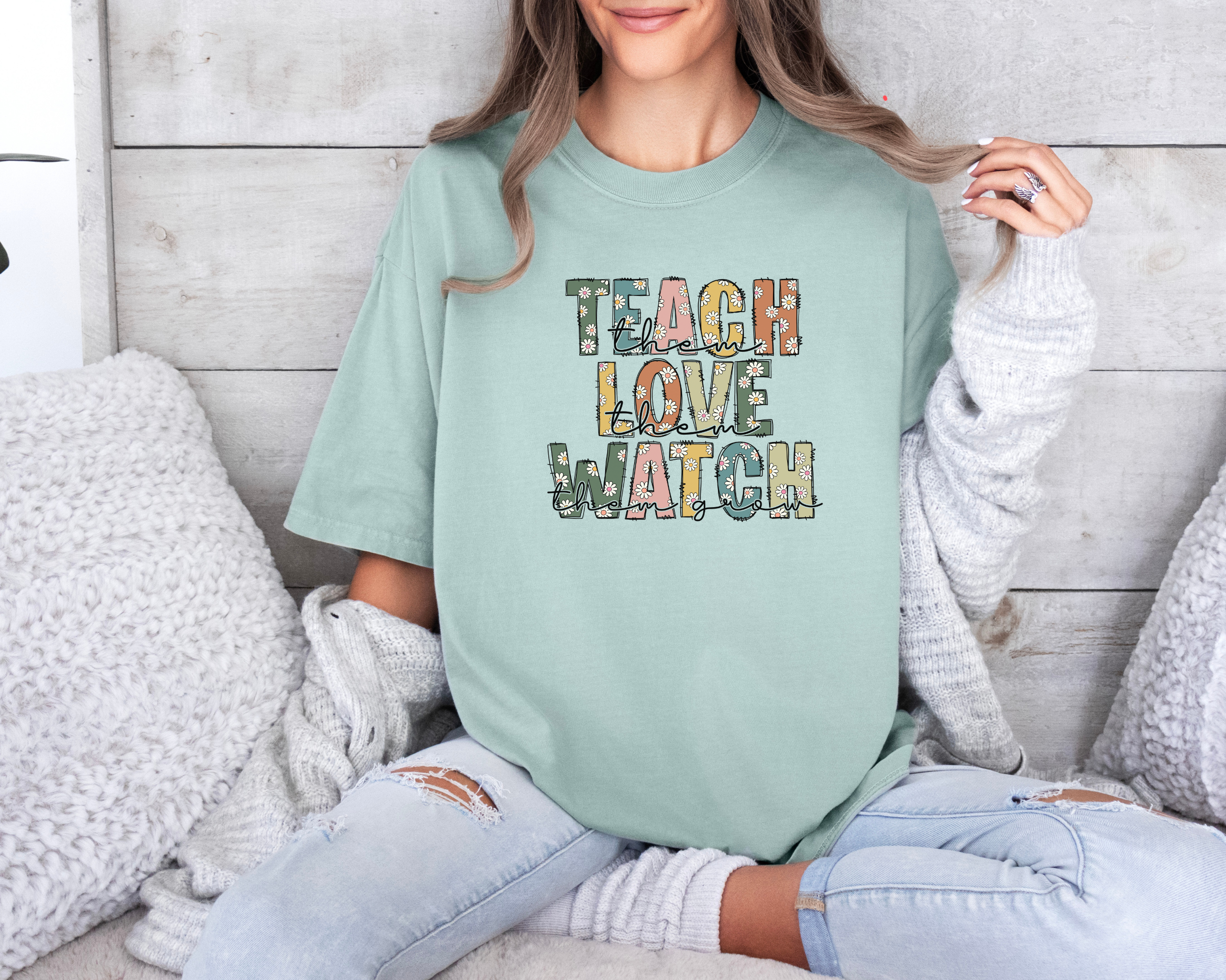 Teach Them Love Them Watch Them Grow Tshirt | Teacher T-Shirt